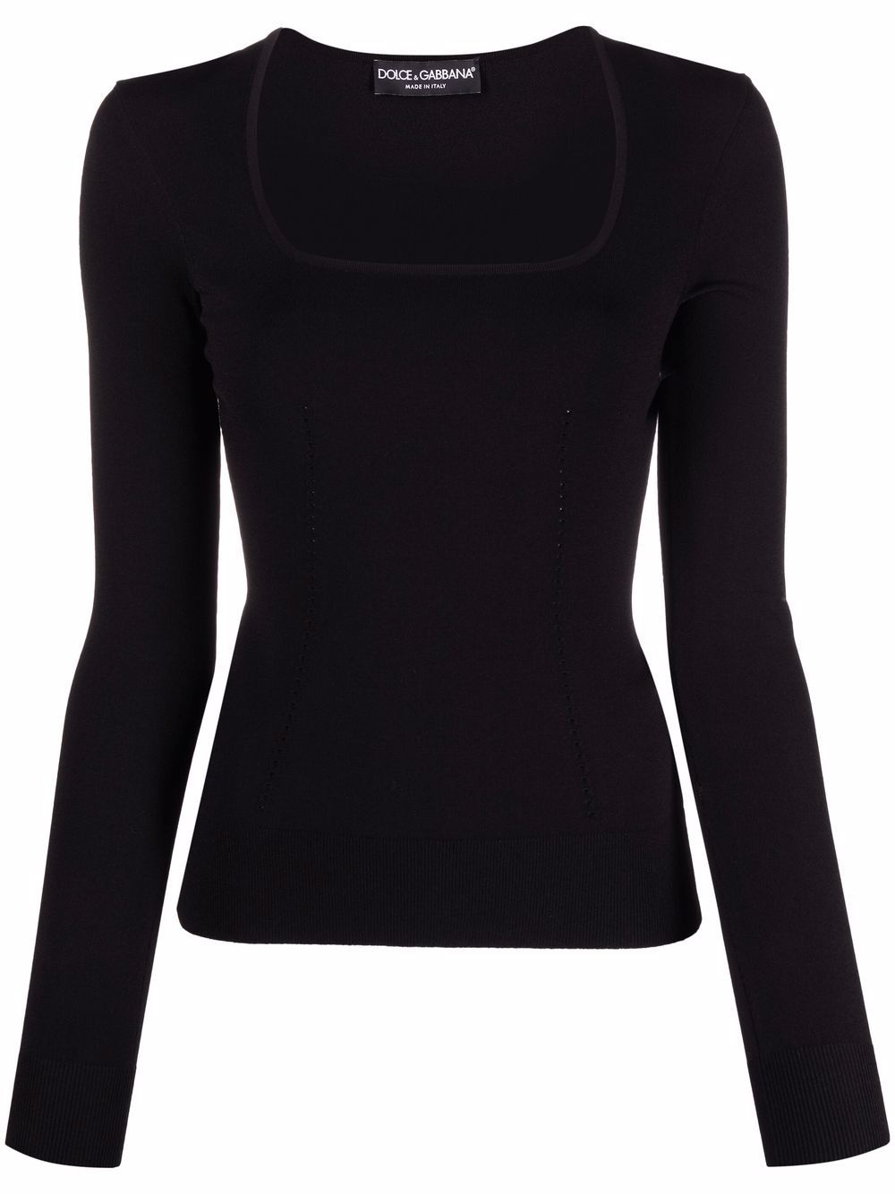 knitted U-neck fitted top - 1