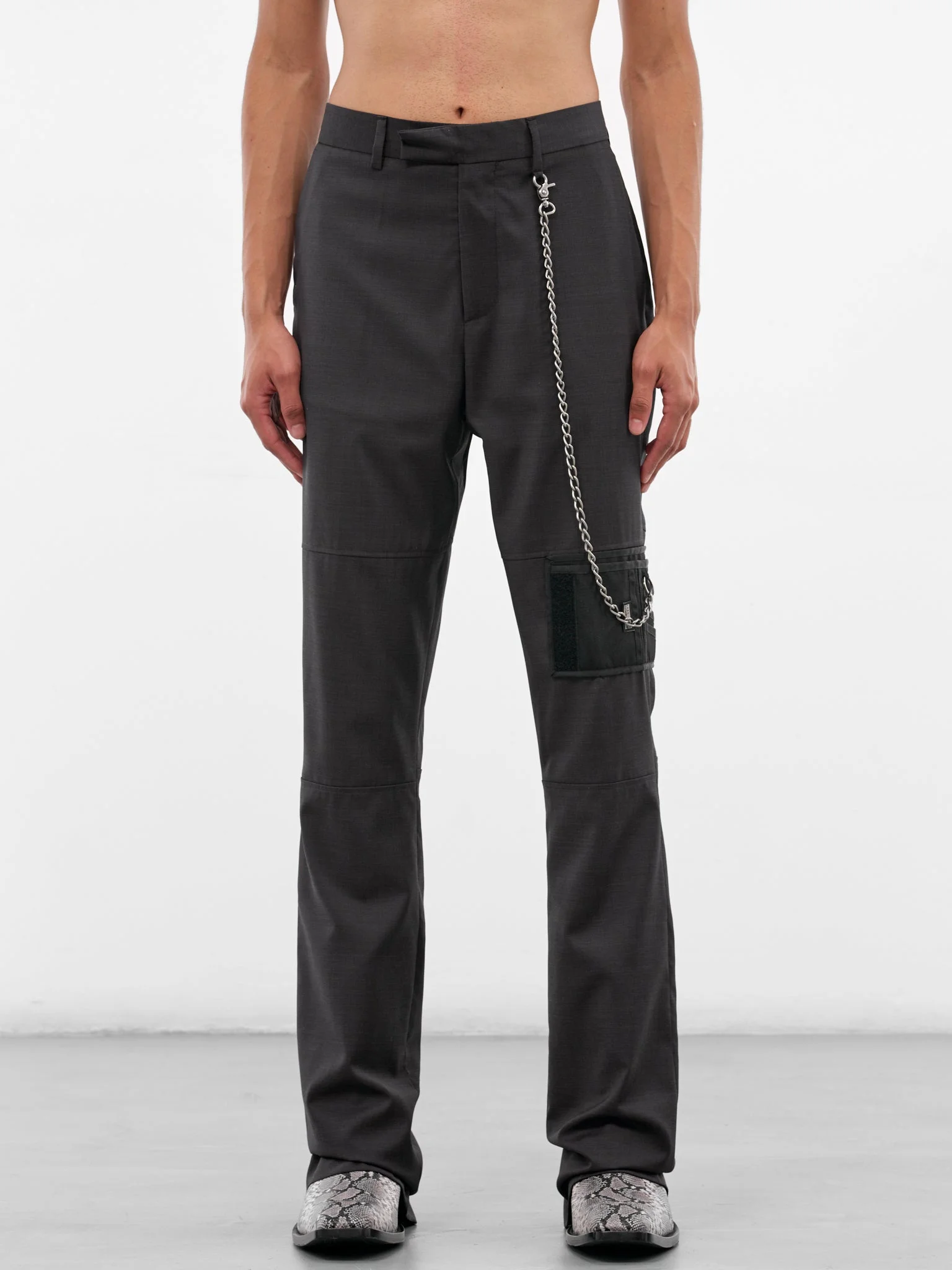 Black Stitched Wallet & Chain Pants - 1