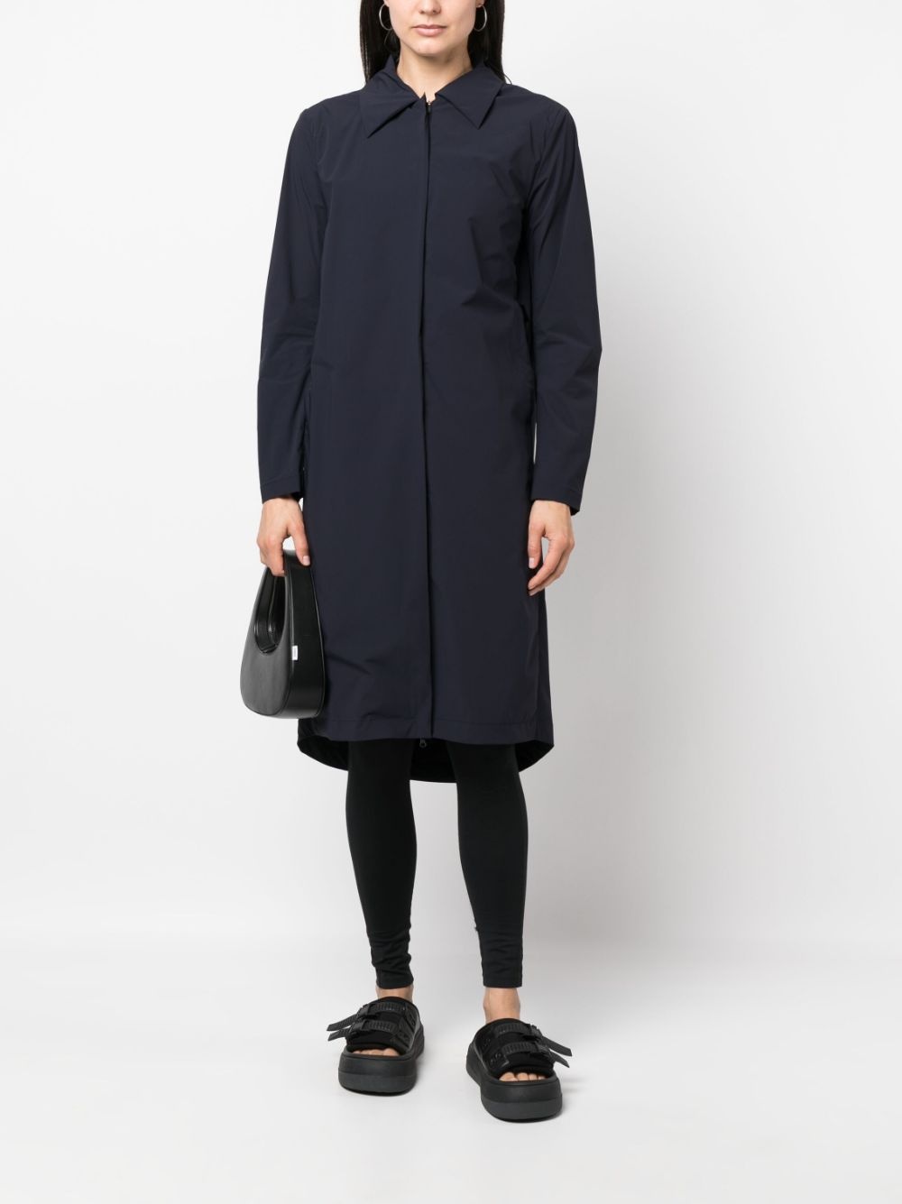 classic-collar hooded trench coat - 2