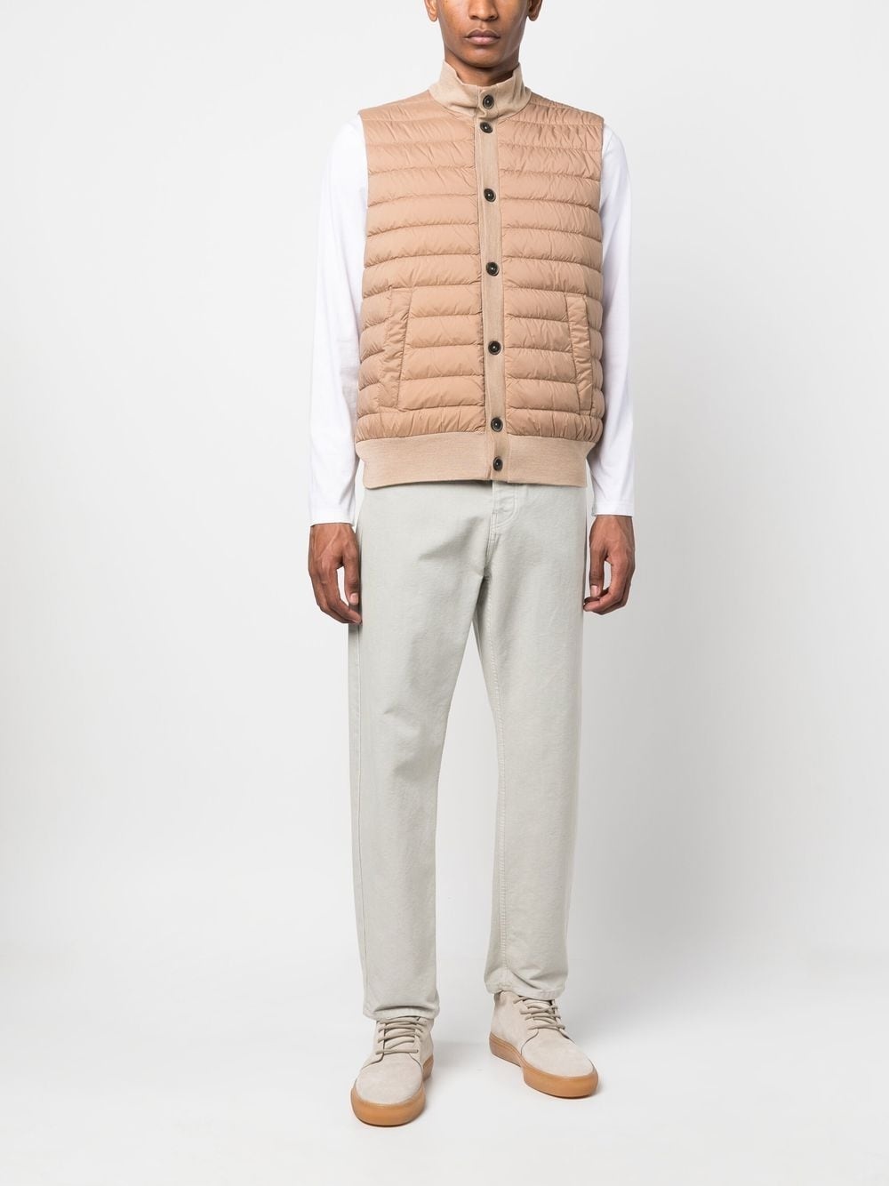 ribbed knit padded vest - 2