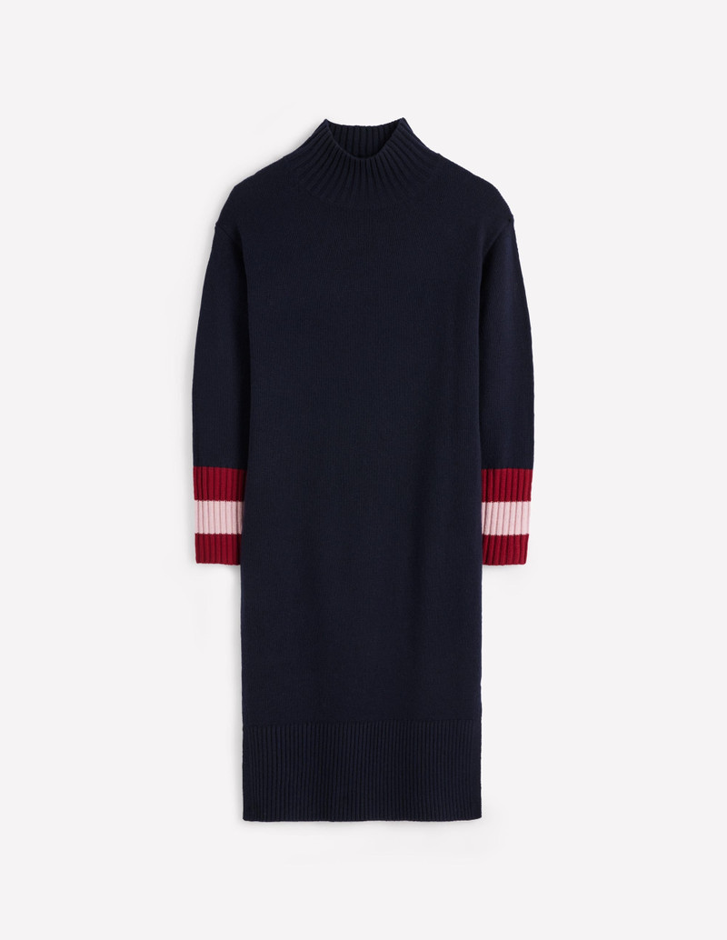 Merino Knitted Dress-Navy 1