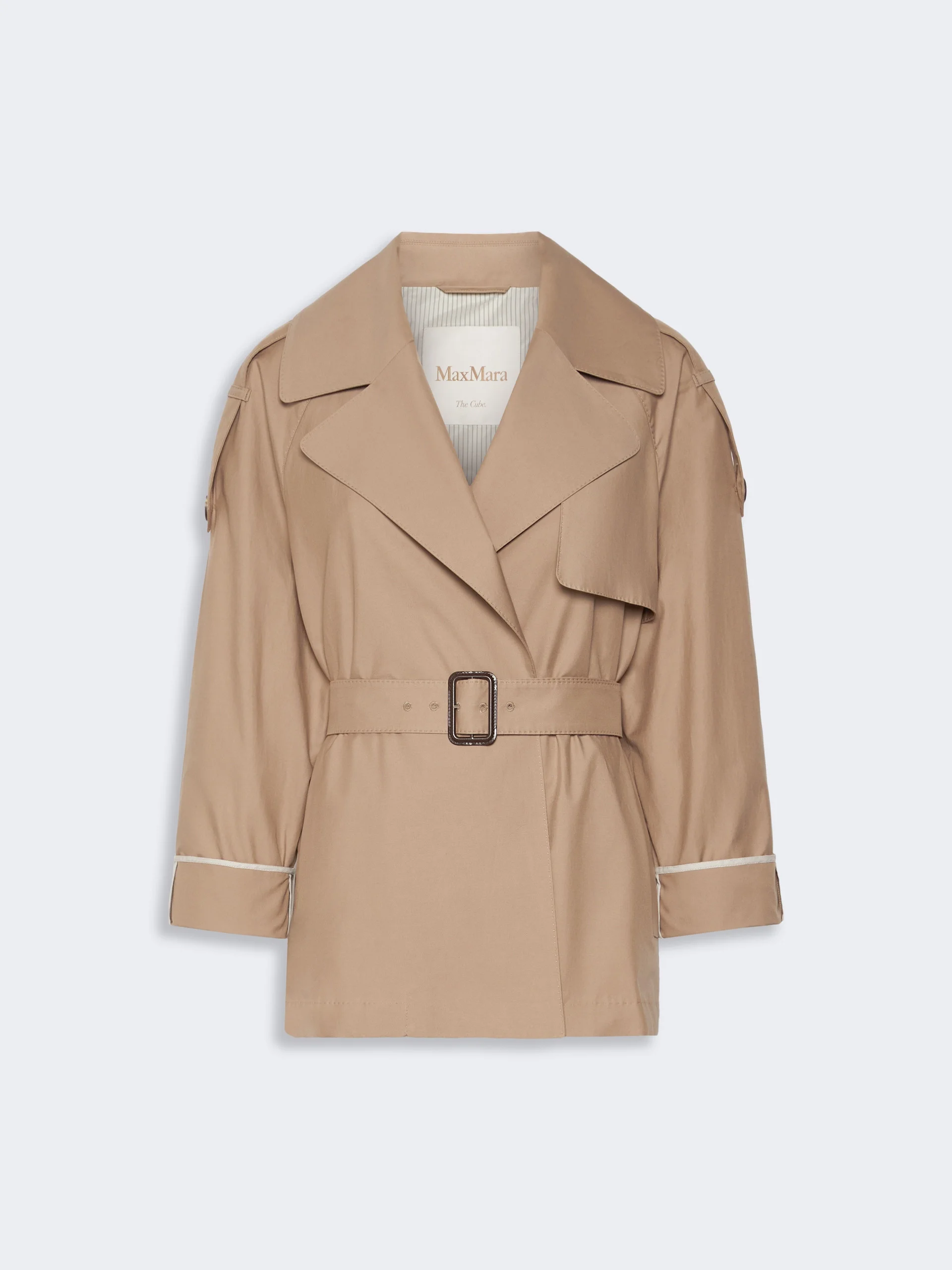 CLARA Oversized trench coat in water-repellent twill - CAMEL - 1
