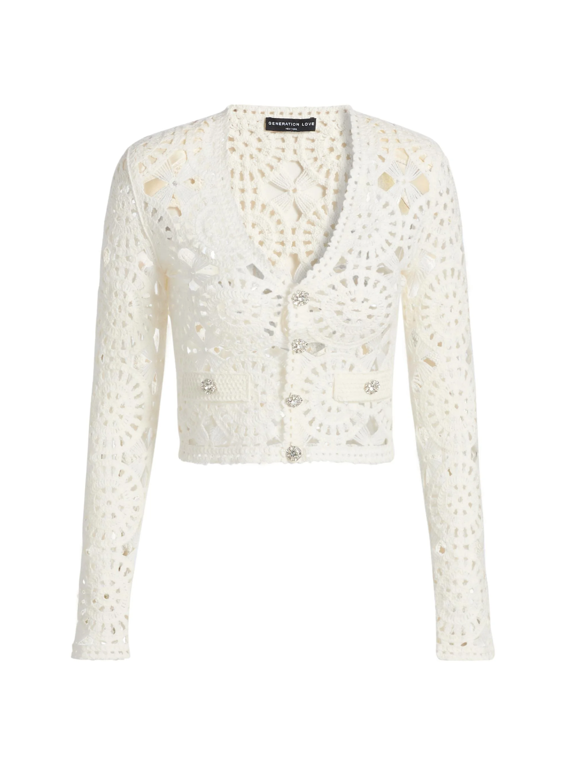 Women's Melody Crochet Cardigan - White - 1