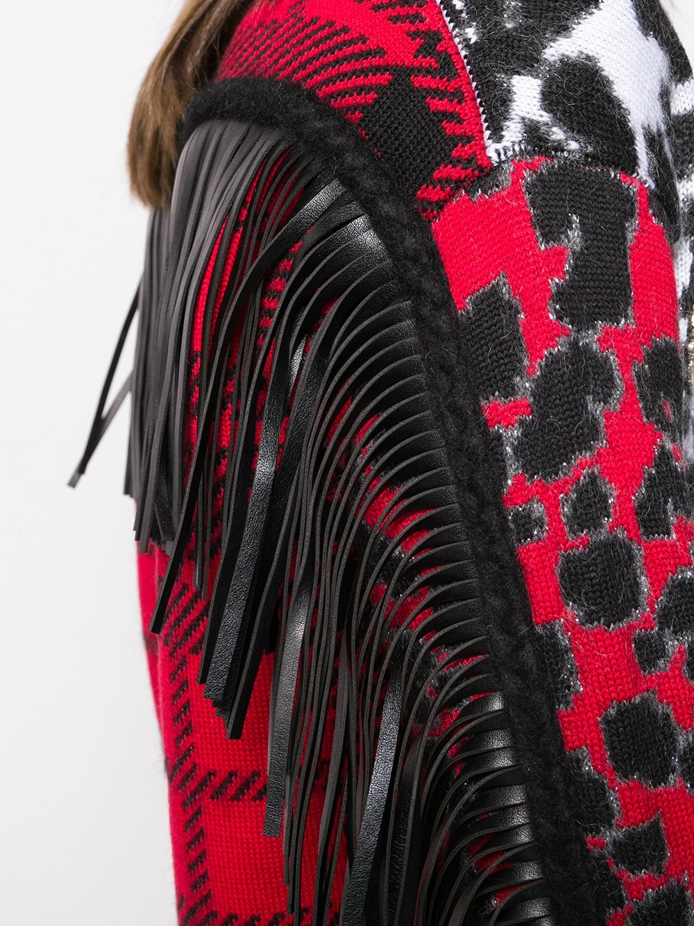 animal print fringed jumper - 5