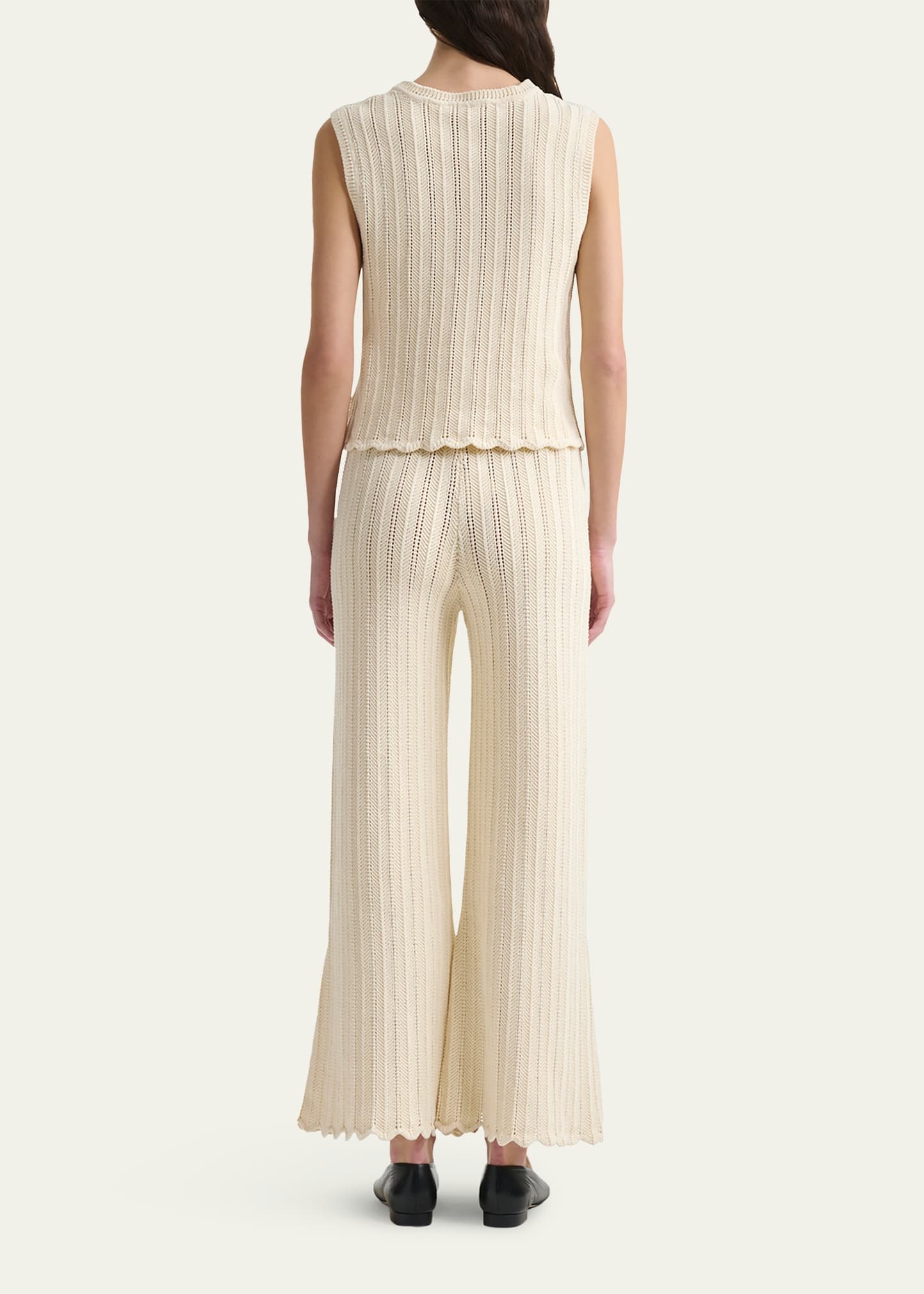 Petey Knit Scalloped Wide-Leg Pants - 3