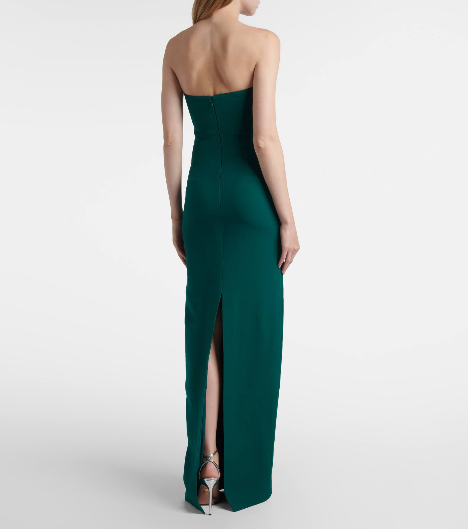 One-shoulder wool and silk corset gown - 3
