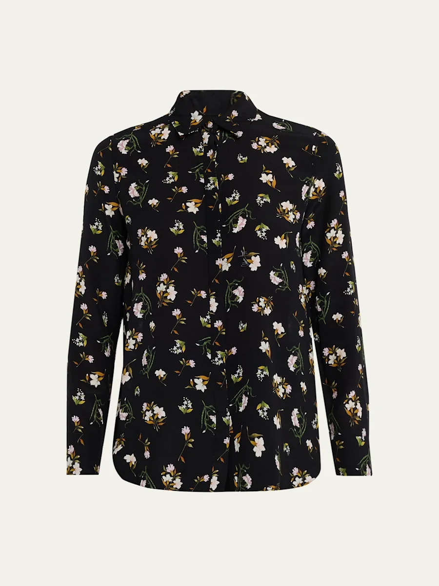 Mathias Floral Silk Crepe De Chine Button-Down Shirt - 1