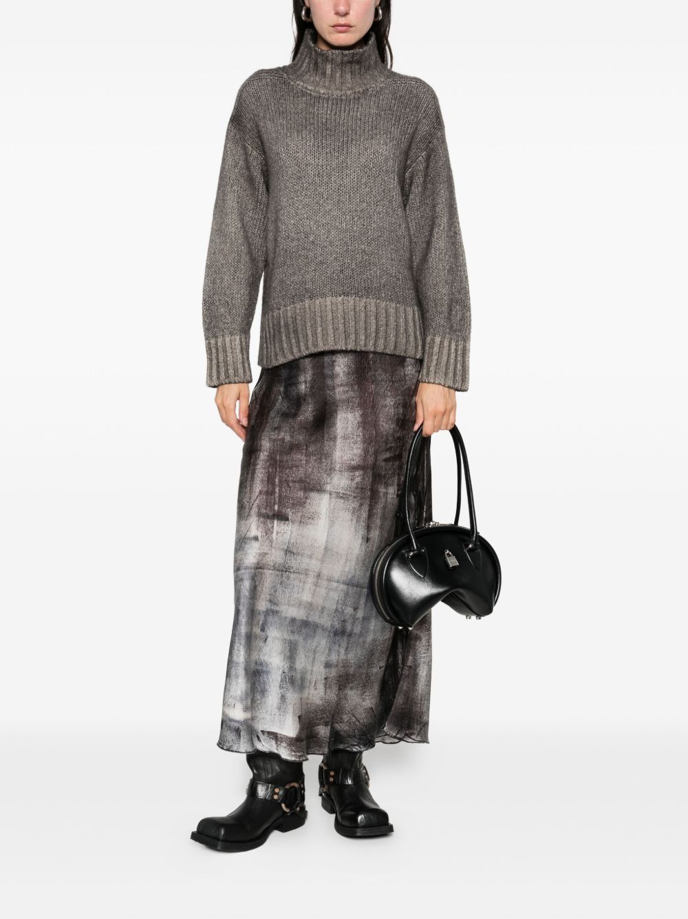 high-neck ribbed sweater - 2