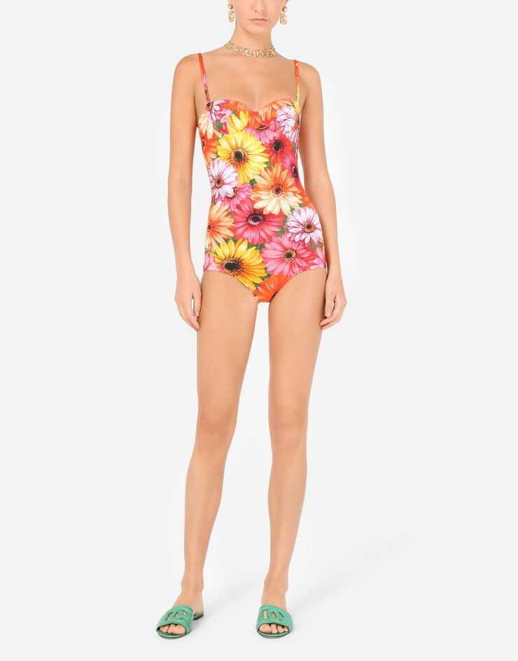 One-piece swimsuit with gerbera-daisy print - 2