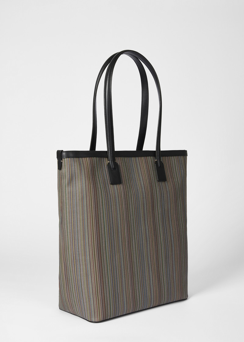 'Signature Stripe' Coated Canvas Tote Bag 4
