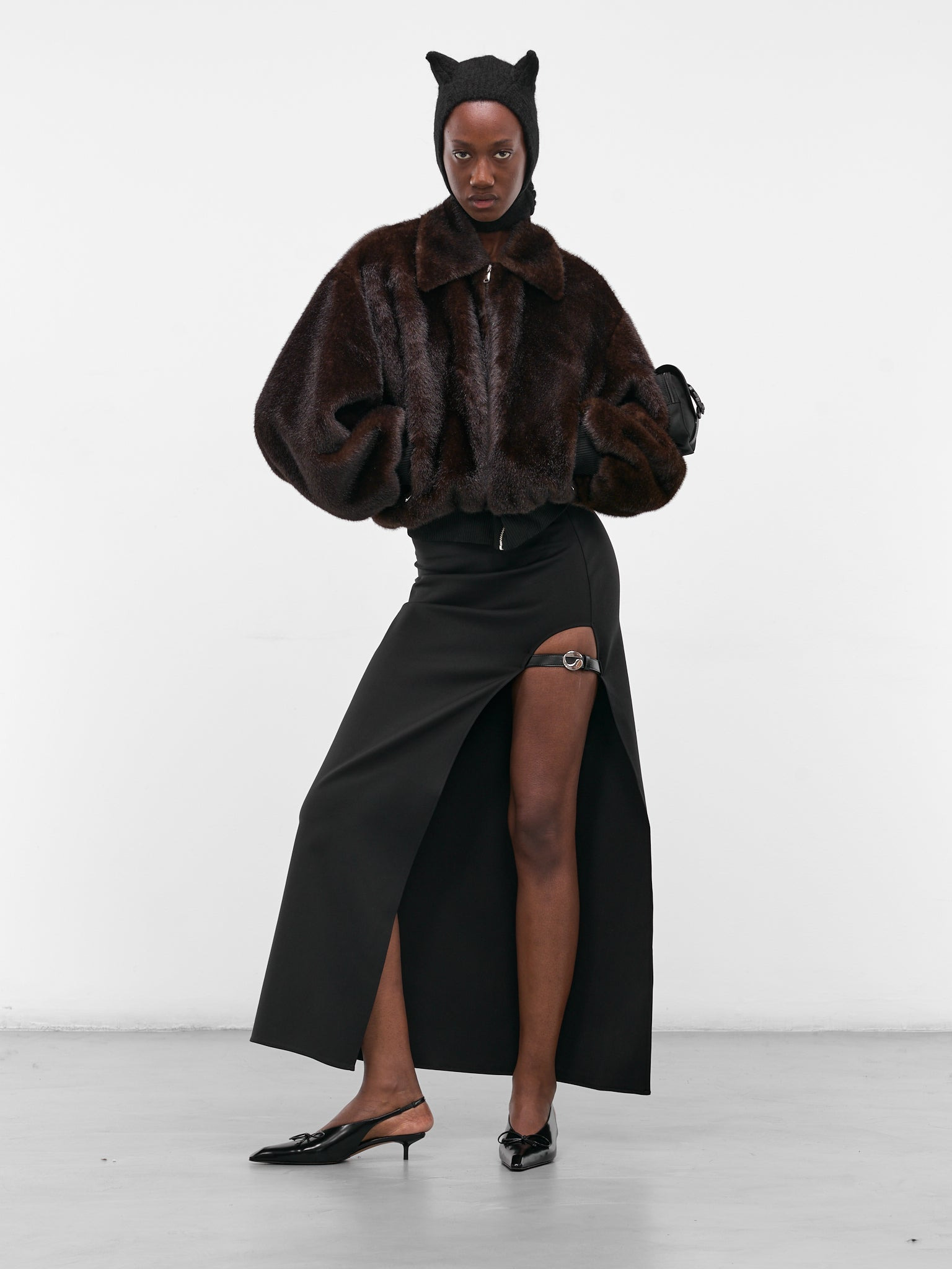 Black Belted Slit Maxi Dress - 6