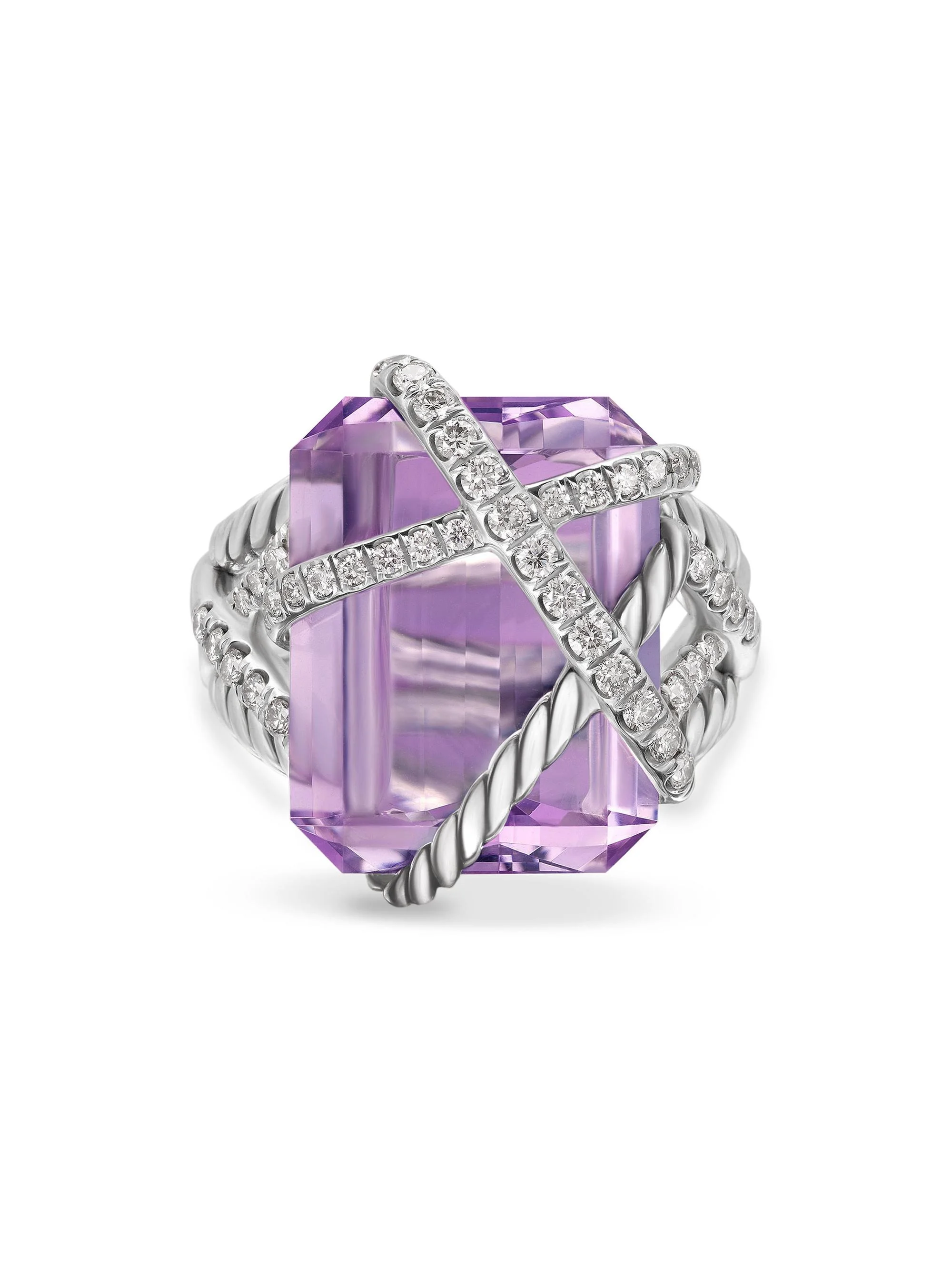 Women's Crystal Cable Wrap Ring in Sterling Silver - Lavender Amethyst - 1