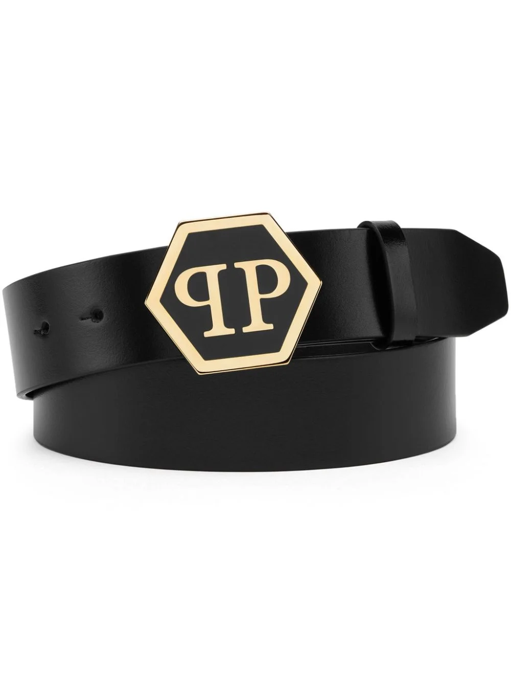 Hexagon-logo leather belt - 1