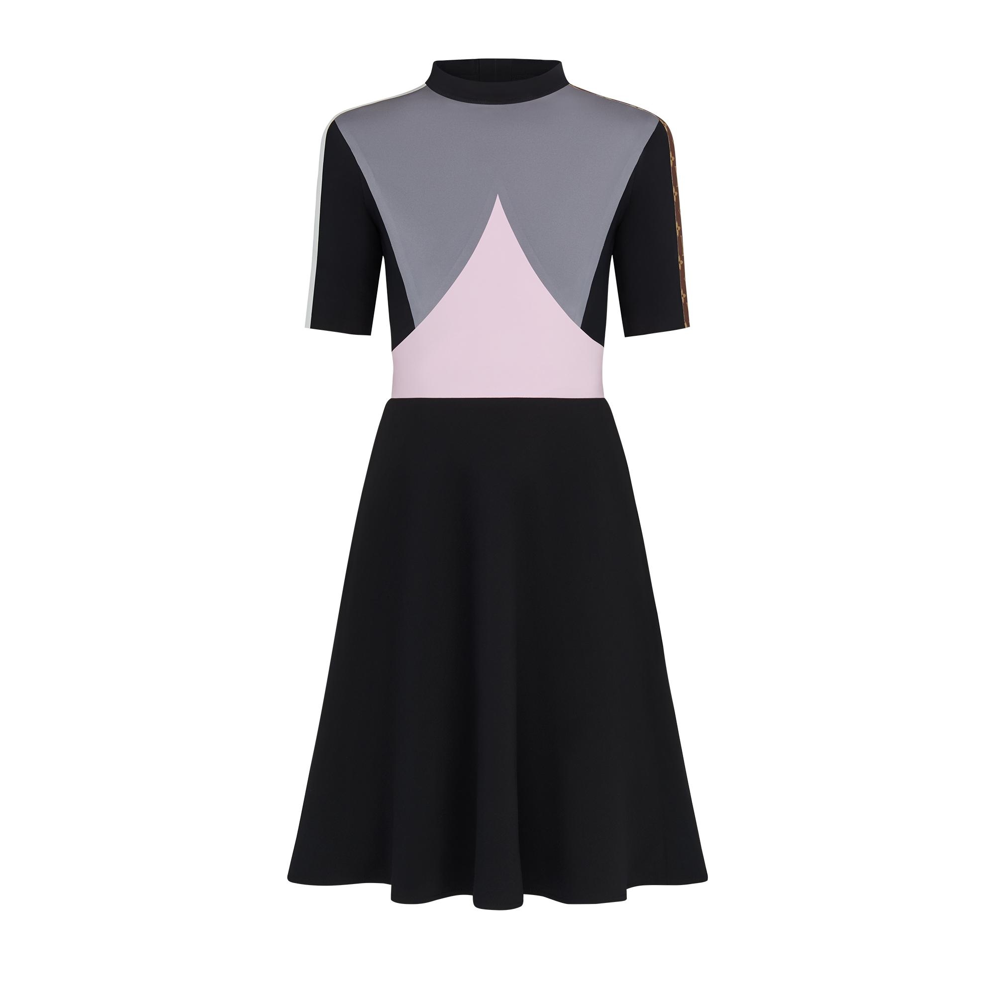 Color Block Jersey Skater Dress - 1