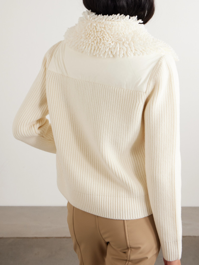Fleece And Quilted Shell-paneled Ribbed Wool Cardigan 3