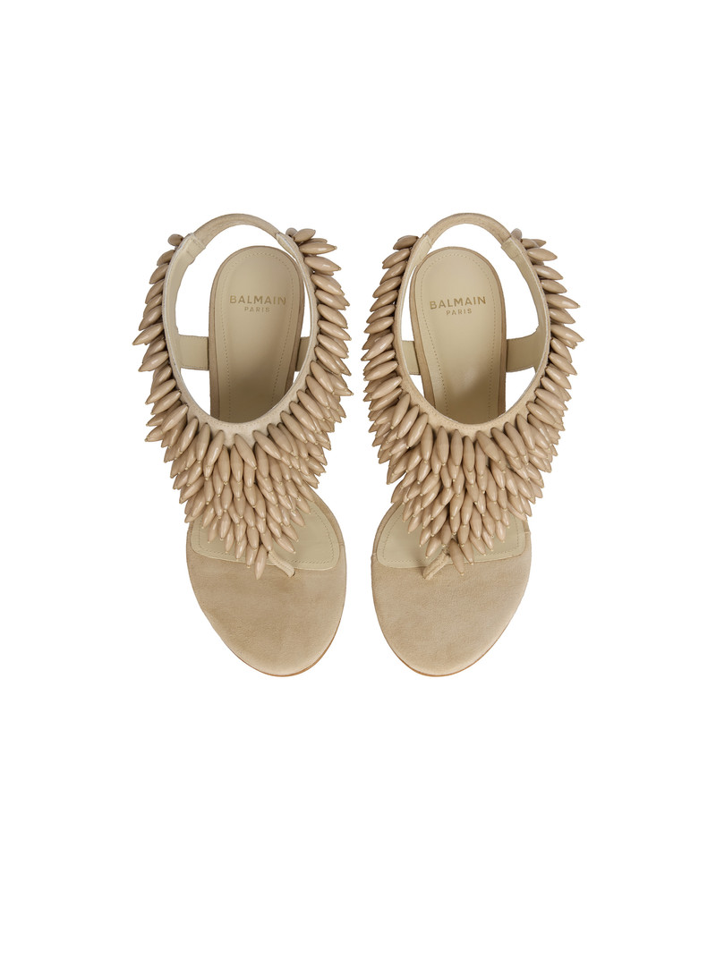 No Wedge beaded suede sandals 3
