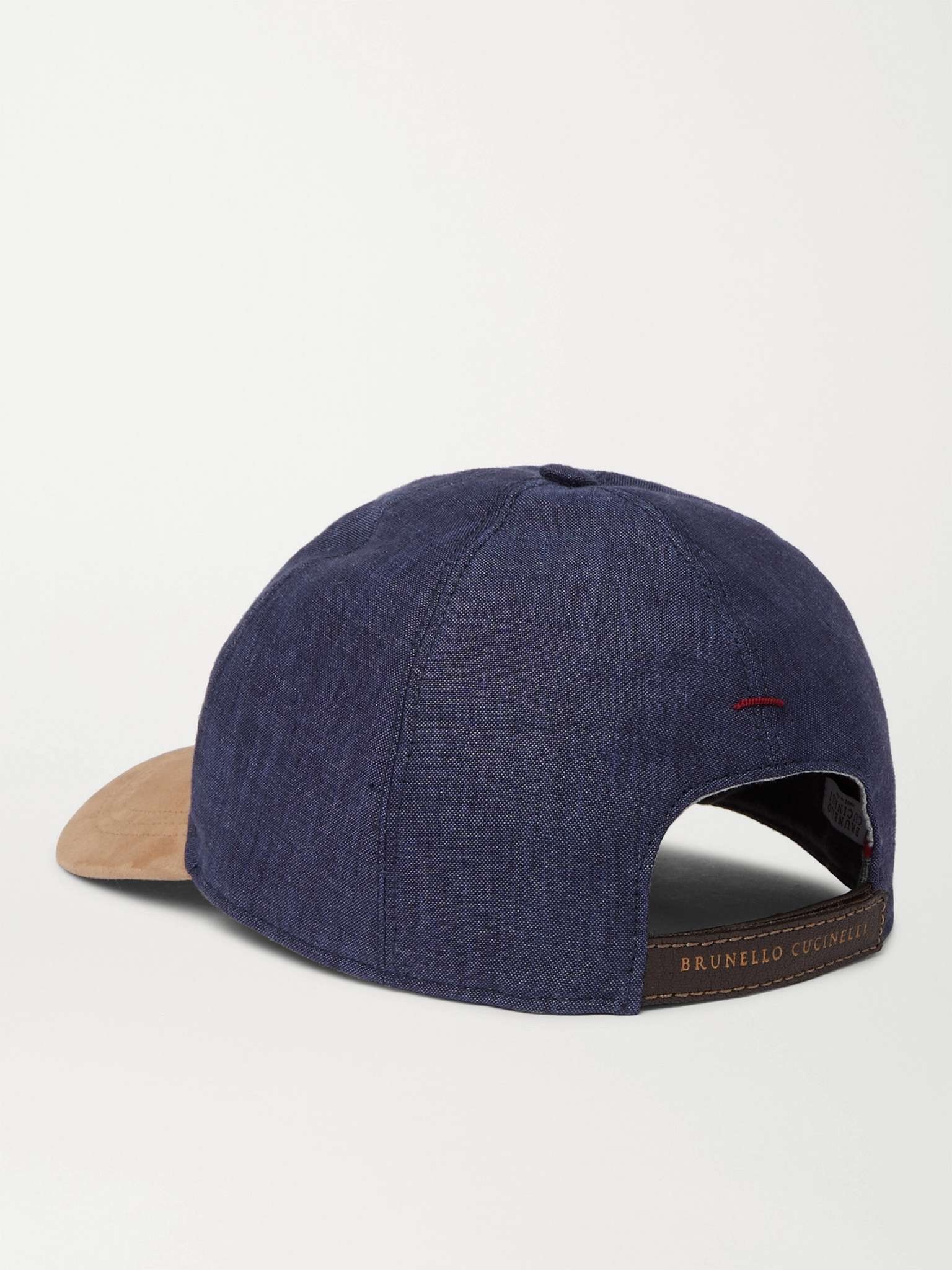 Logo-Embroidered Linen and Suede Baseball Cap - 3