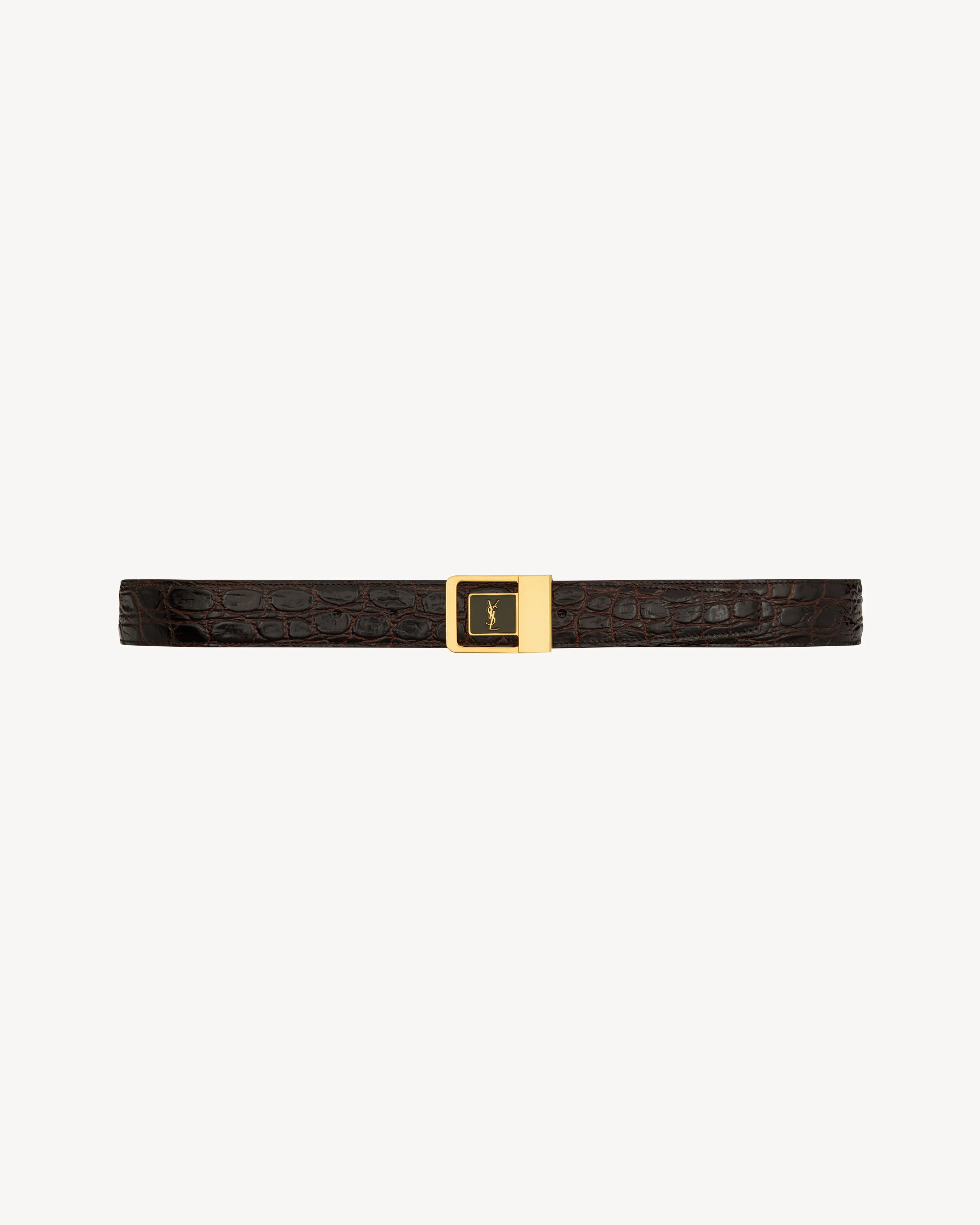 female buckle belt in crocodile-embossed leather - 1