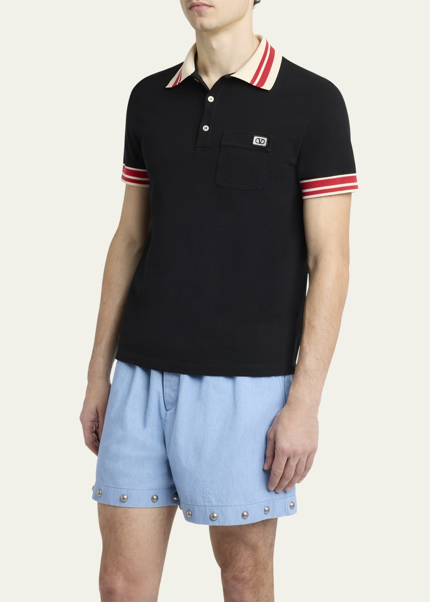 Men's Cotton VLogo-Pocket Polo Shirt - 4
