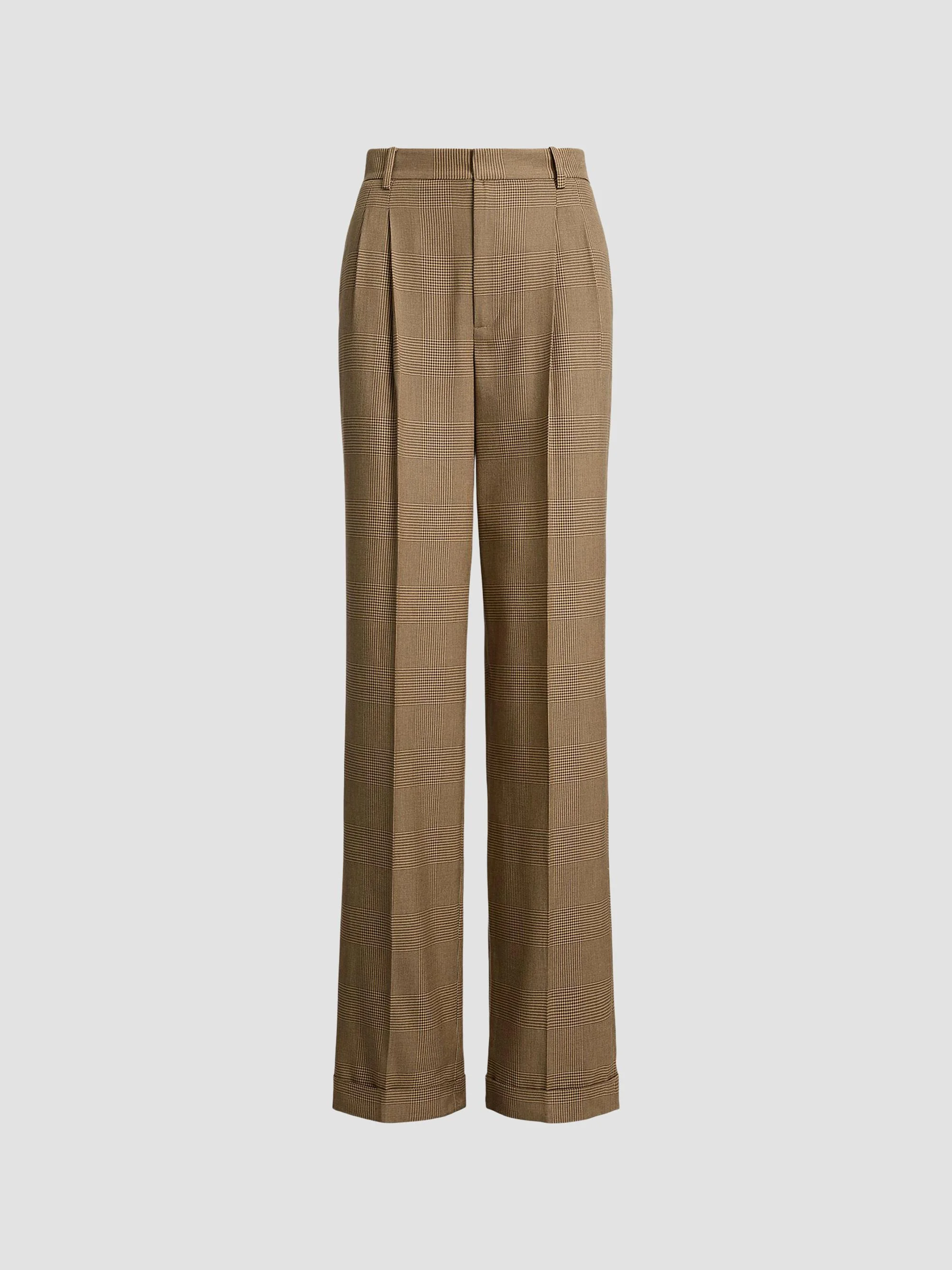 Women's Timothy Glen Plaid Silk Pants - Sycamore Light Tan - 1