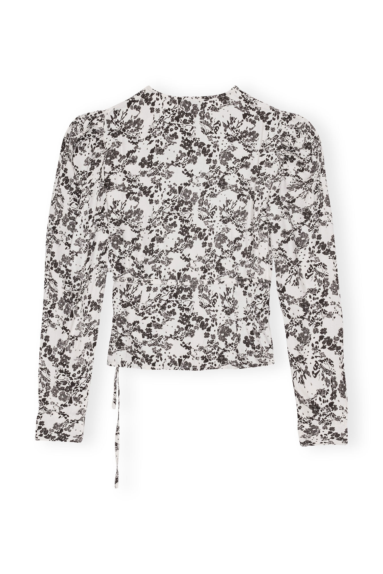 FLORAL TWILL WRAP BLOUSE - 1