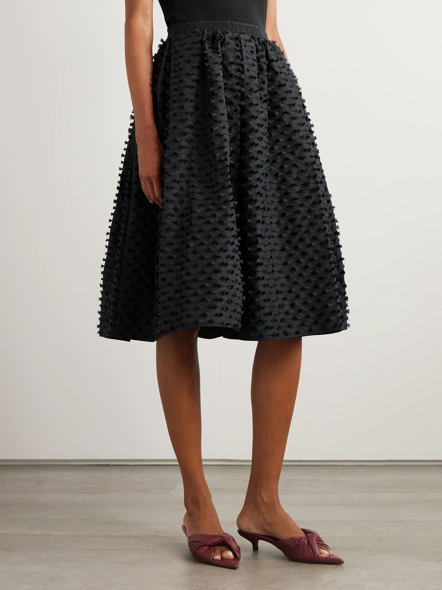Mala pleated fil coupé shell midi skirt Black - 3