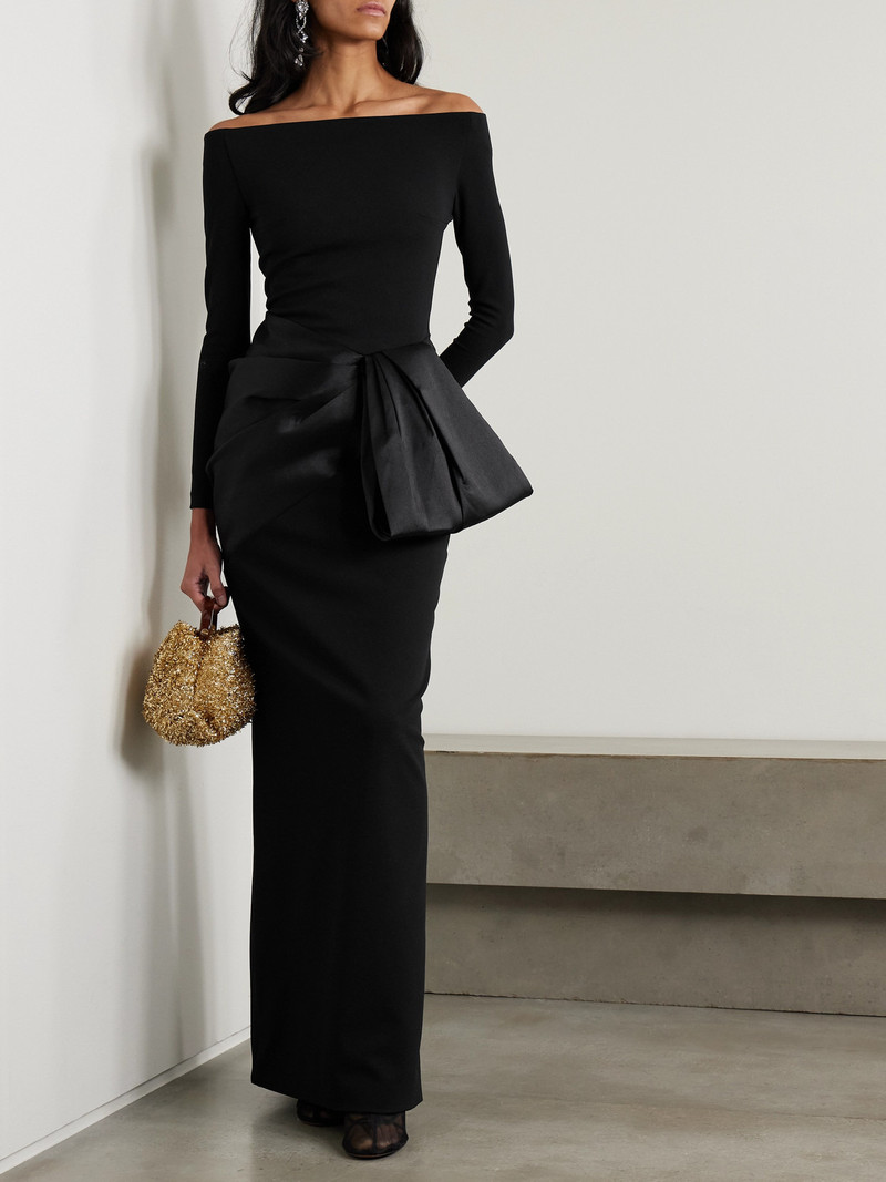 SOLACE LONDON Kori Off-the-shoulder Faille-trimmed Crepe Gown outlook