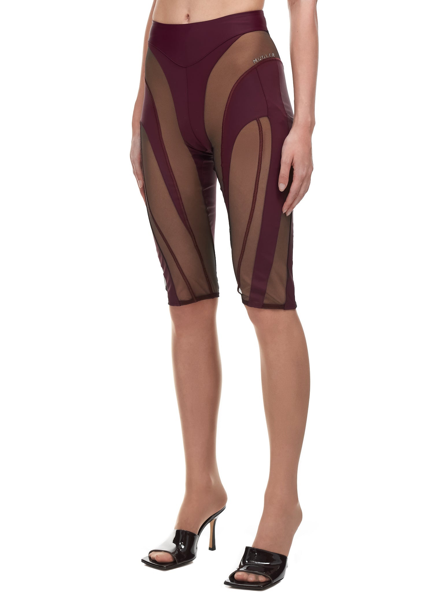 Sheer Panel Spiral Shorts - 2