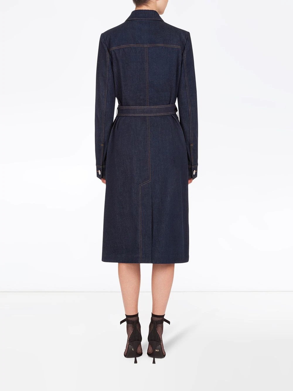 denim belted midi coat - 3