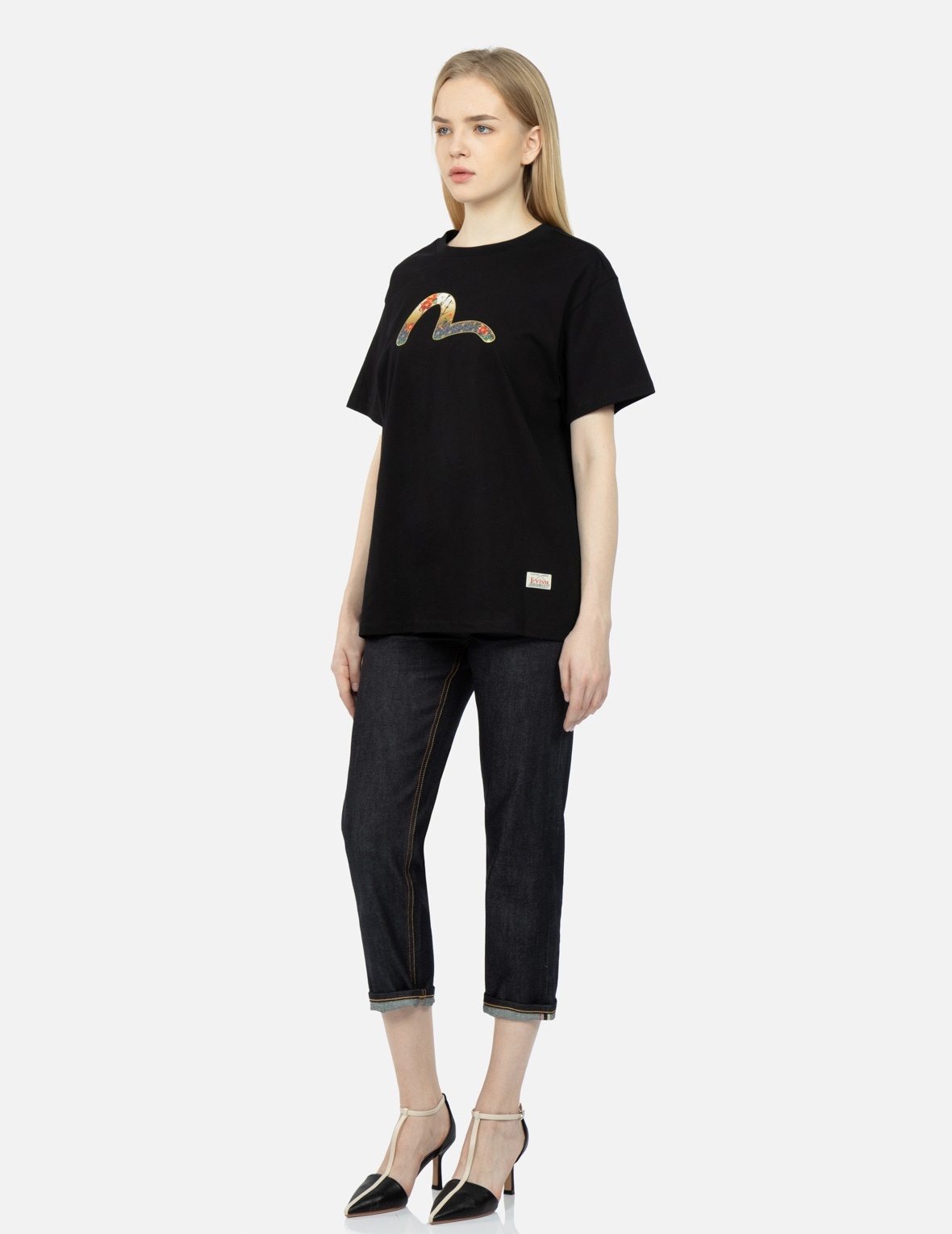 PEACOCK AND TSUBAKI PRINT BOYFRIEND T-SHIRT - 4
