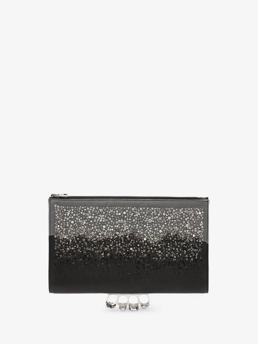 Four Ring Flat Pouch in Black/grey - 5