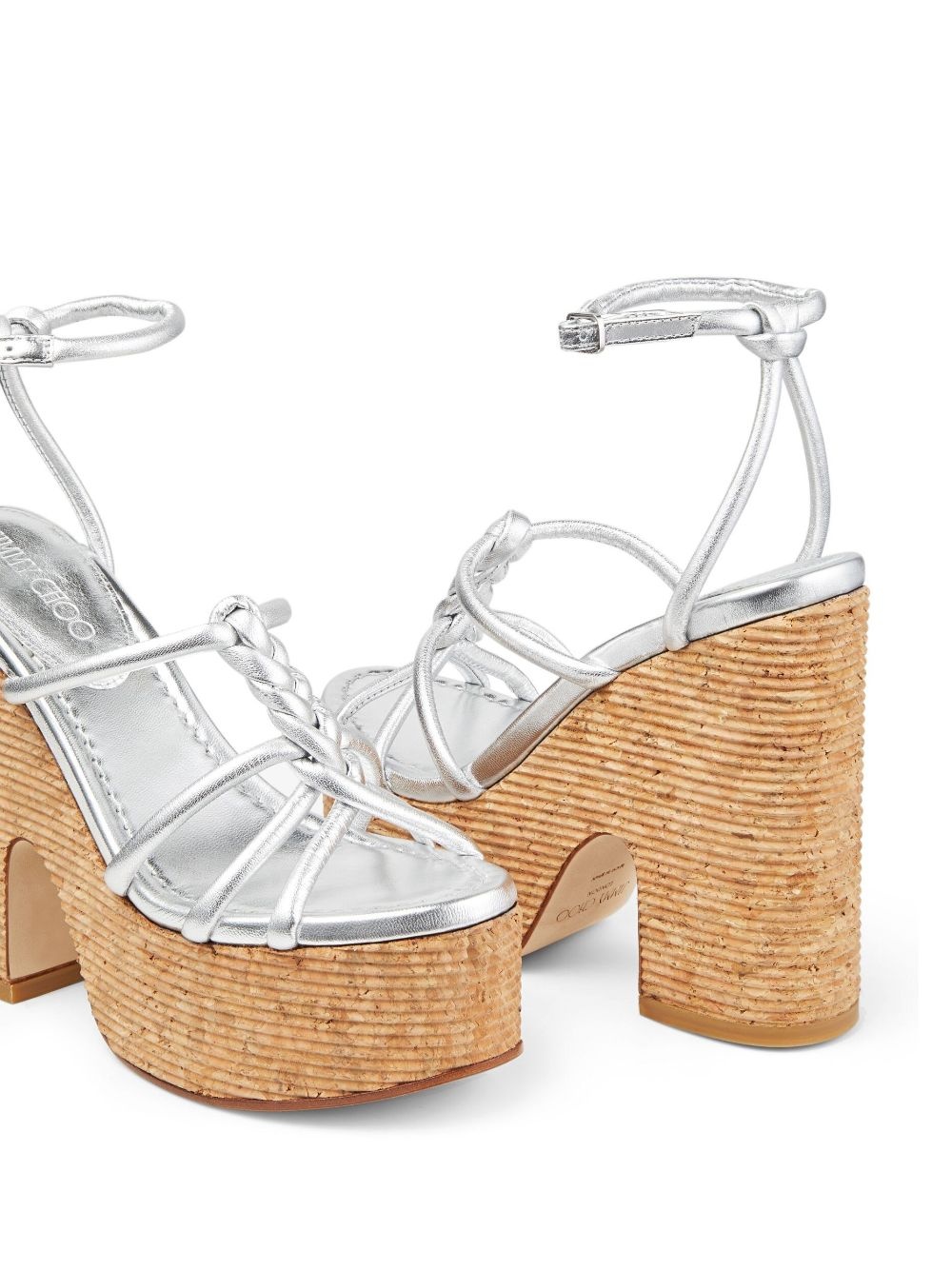 Clare 130mm metallic leather wedge sandals - 5