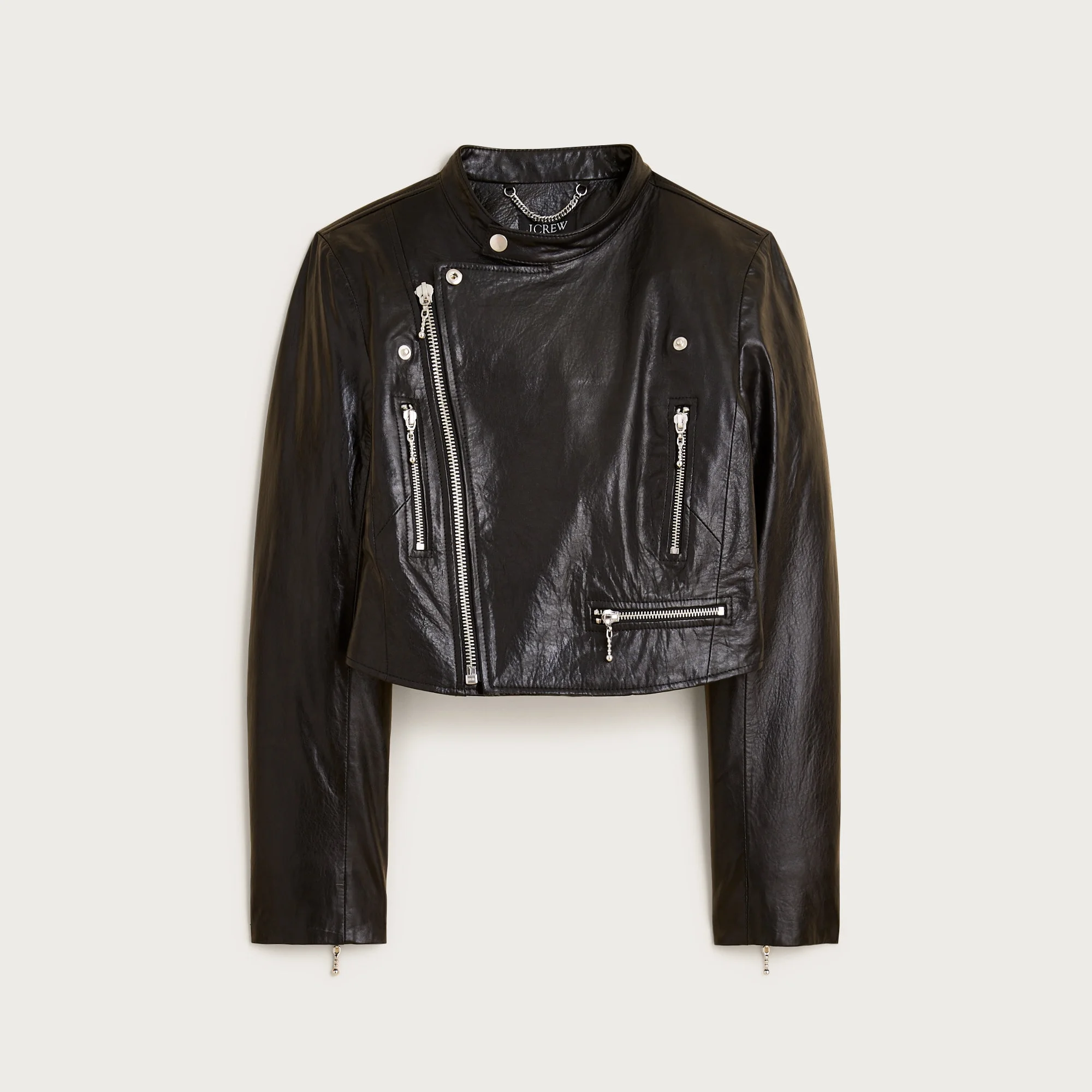 Collection shrunken leather moto jacket - 1