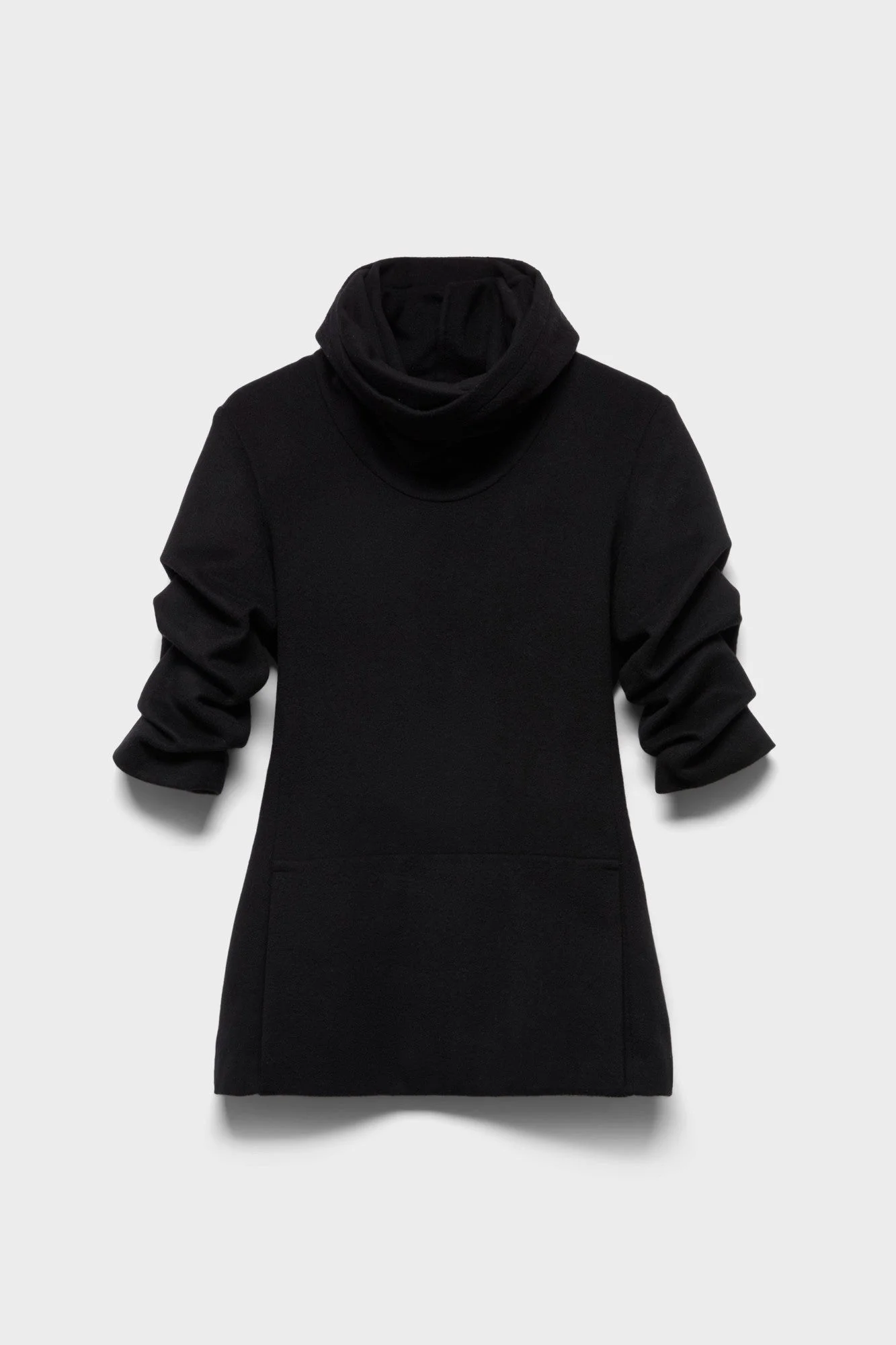 RUCHED HIGH NECK DRESS in Wool Blend - 1
