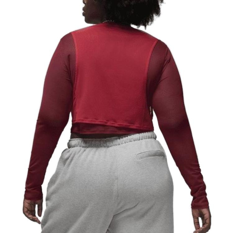 (WMNS) Air Jordan x Teyana Taylor Long Sleeve Mesh T-Shirt 'Red' FB2616-687 - 5