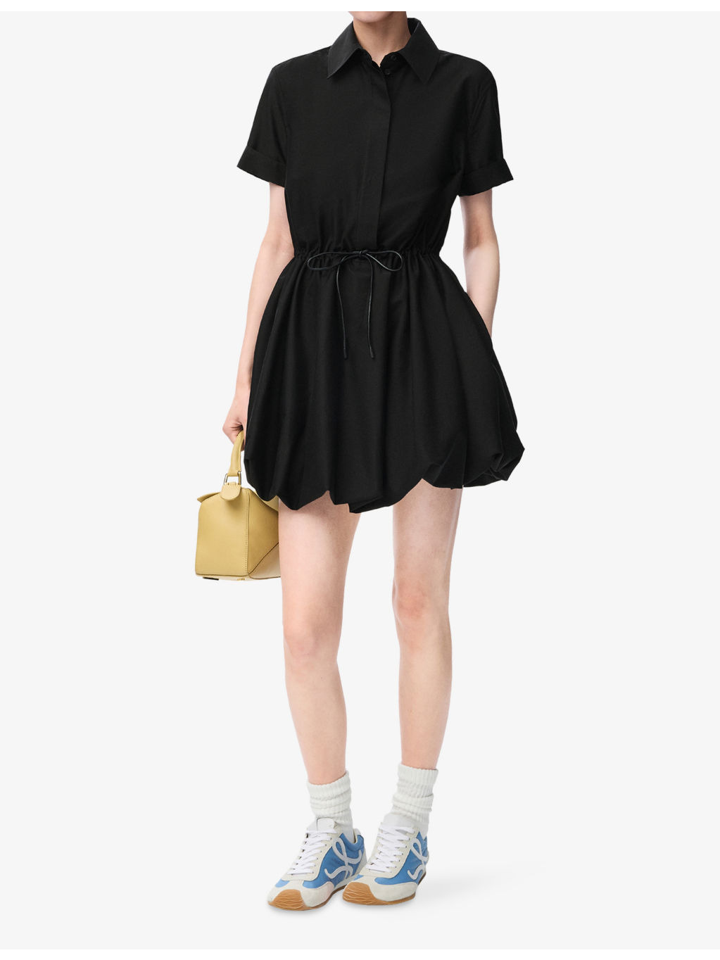 Short-Sleeve Collared Cotton-Silk Mini Dress - 2