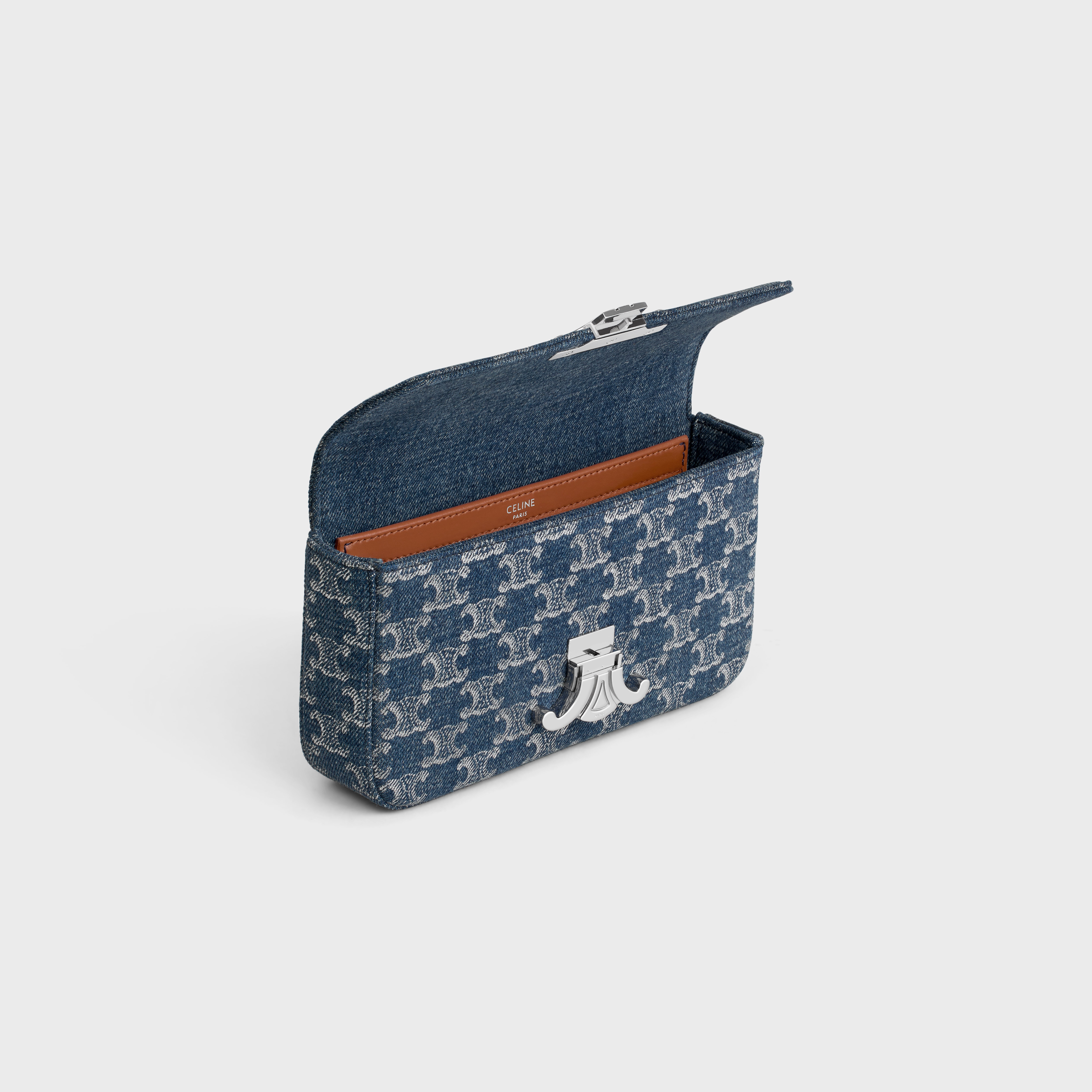 CHAIN SHOULDER BAG CLAUDE in DENIM WITH TRIOMPHE ALL-OVER - 4