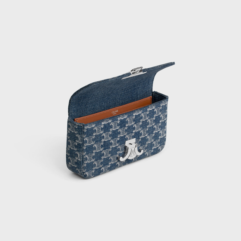 CHAIN SHOULDER BAG CLAUDE in DENIM WITH TRIOMPHE ALL-OVER 4