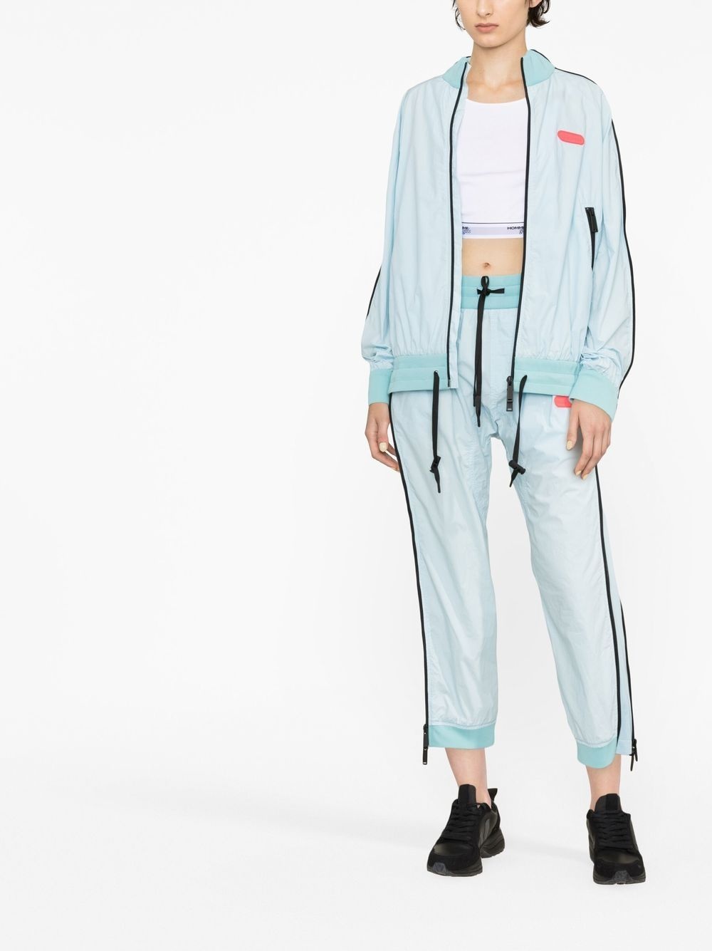side-zip logo-patch trousers - 2