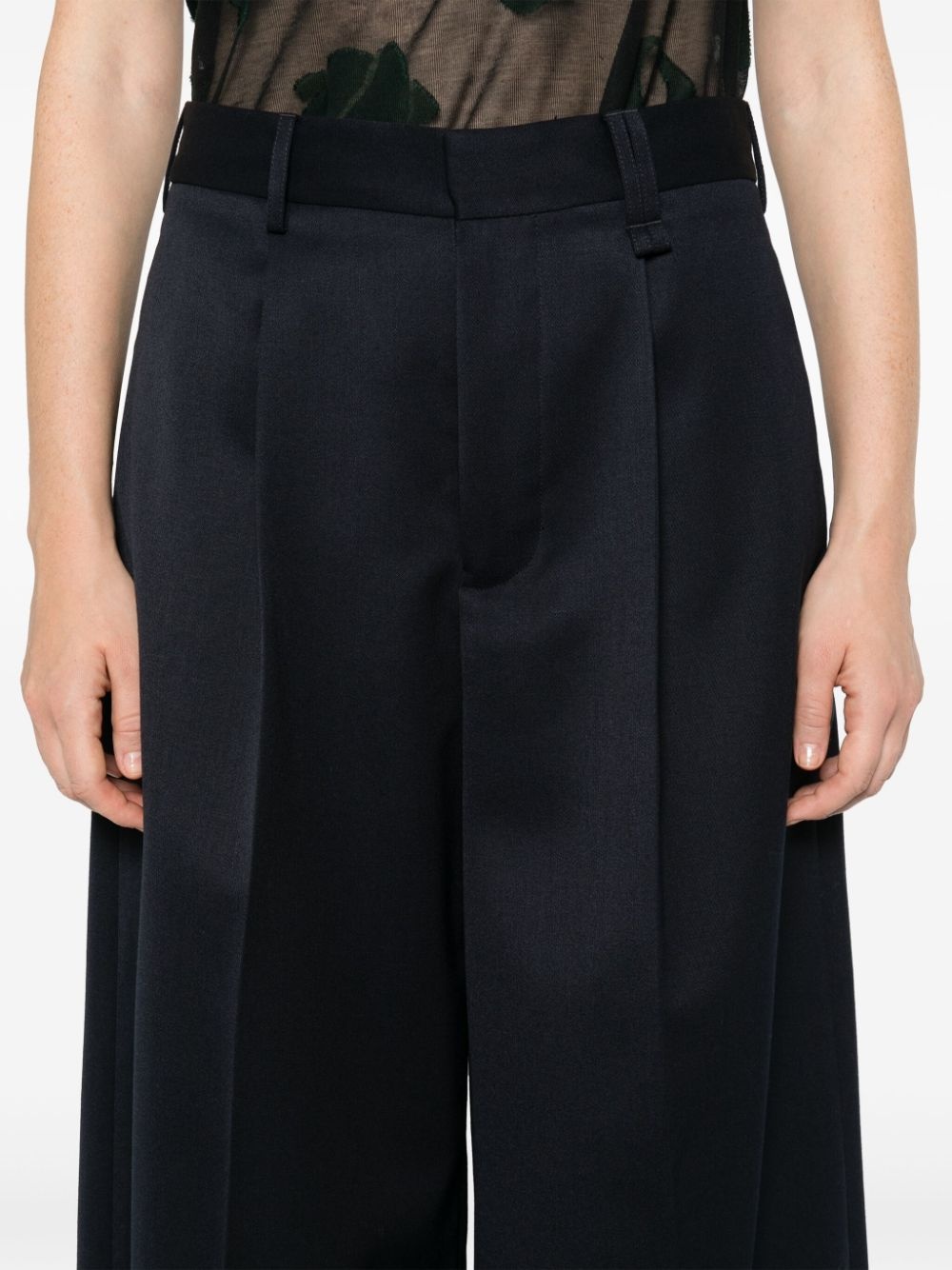 pleated wide-leg trousers - 5
