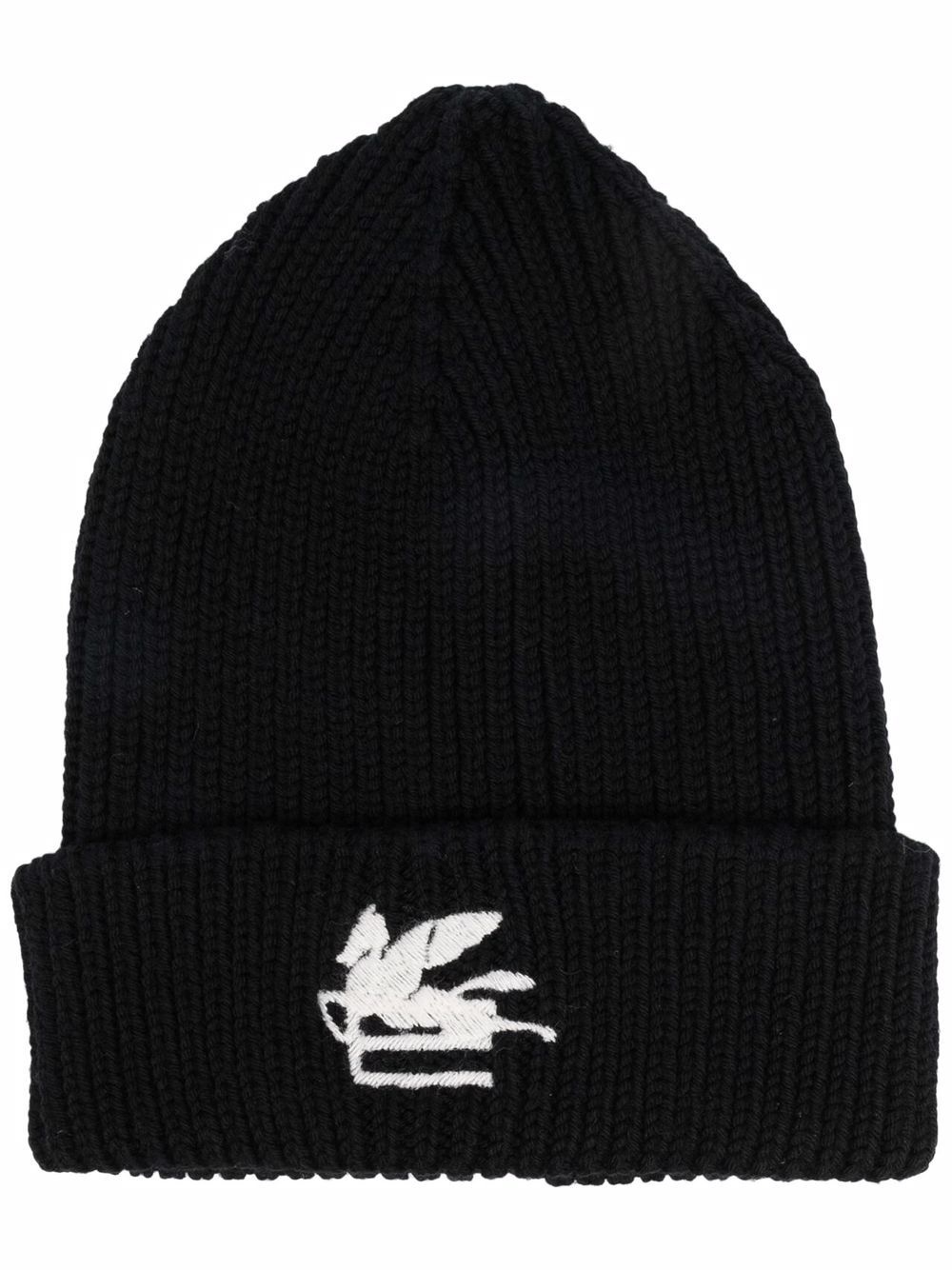 embroidered-logo knitted beanie - 1