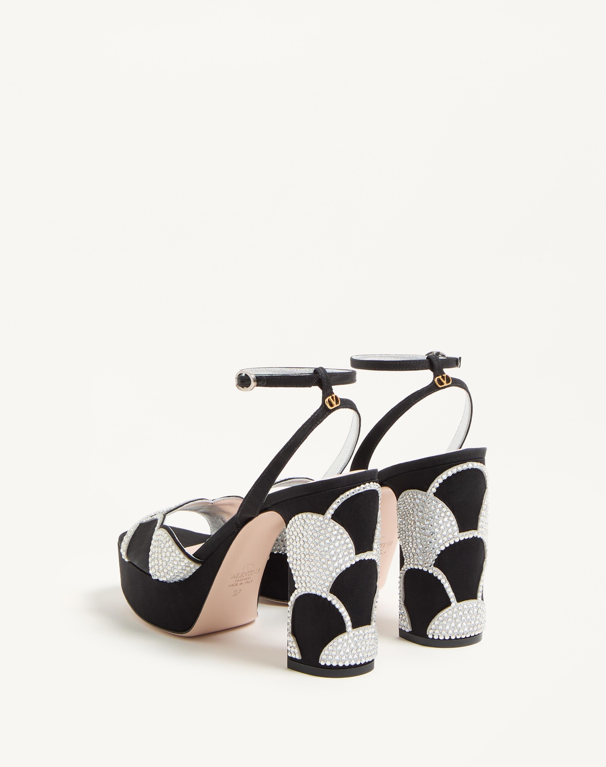 BOWOW PLATFORM SANDAL IN MOIRÉ FABRIC WITH CRYSTALS 115MM - 5