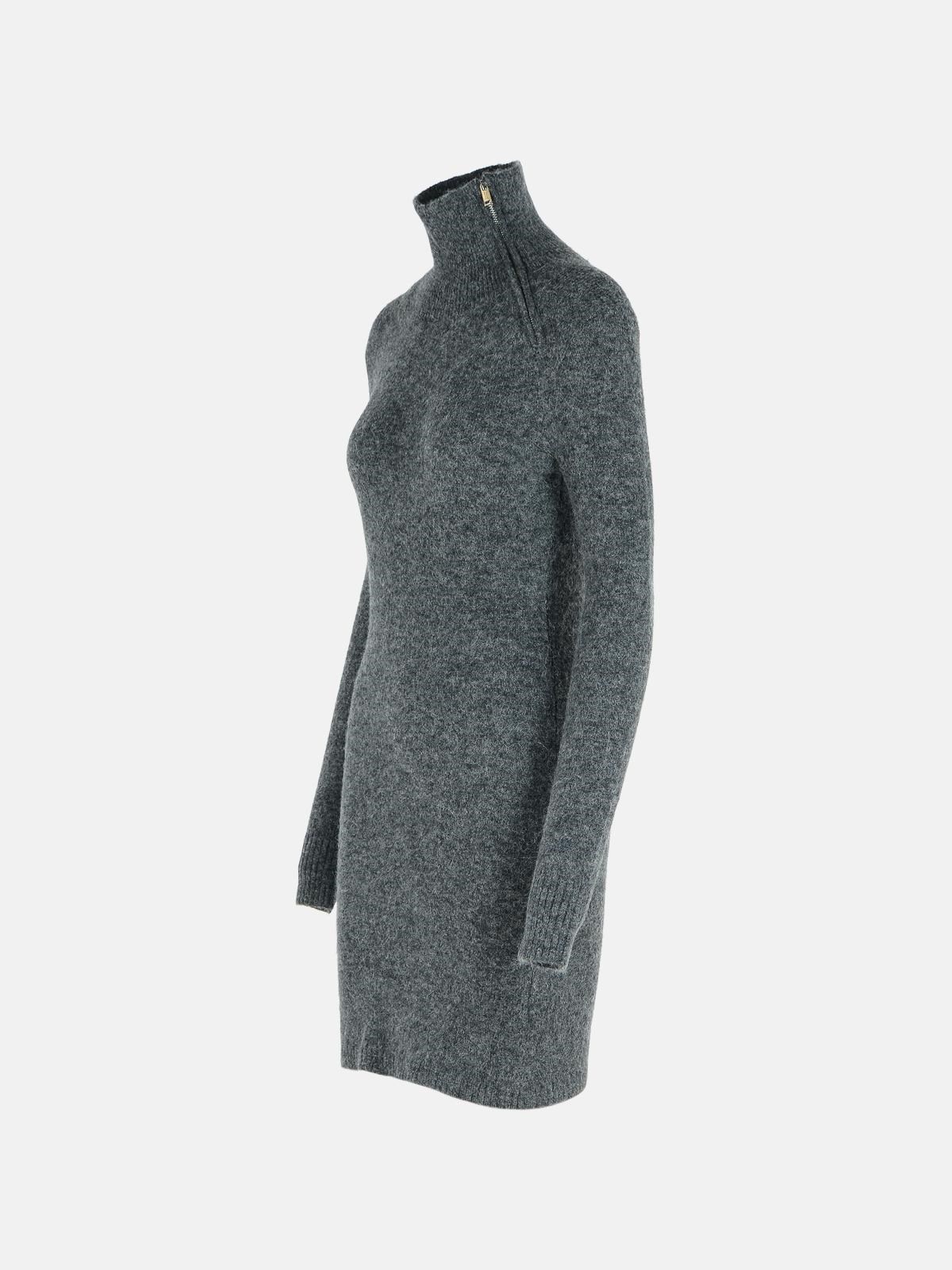 'OHARA' DARK GREY BABY ALPACA BLEND DRESS - 2