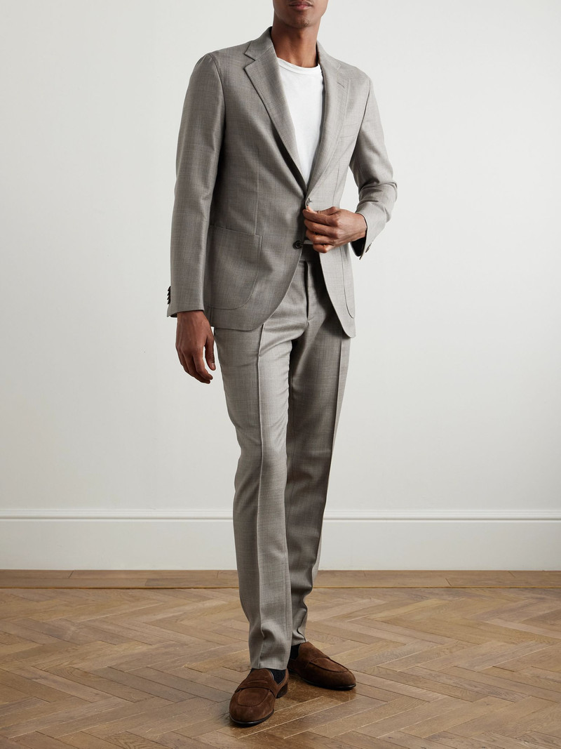 Brioni Soffio Wool and Silk-Blend Blazer Gray outlook