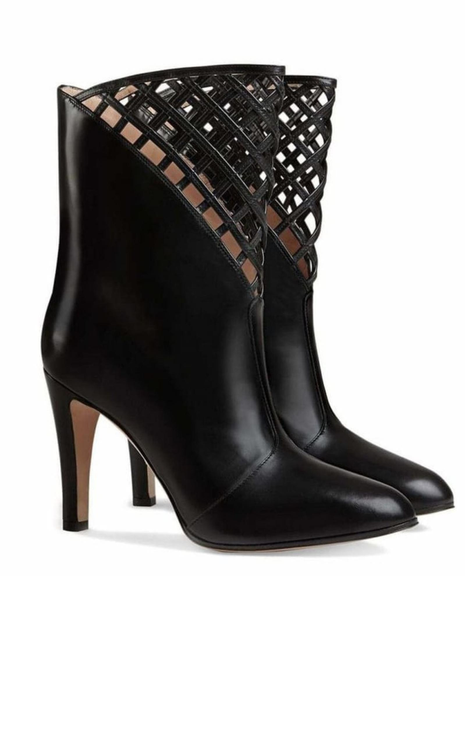 Cutout Leather Ankle Boots - 2