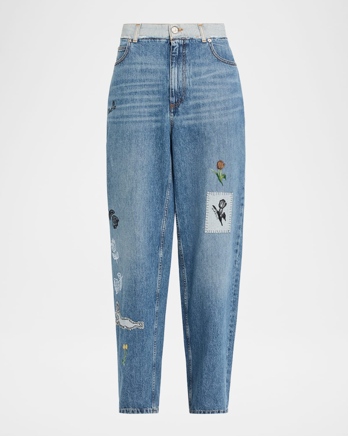 Embroidered Straight-Leg Denim Trousers - 1
