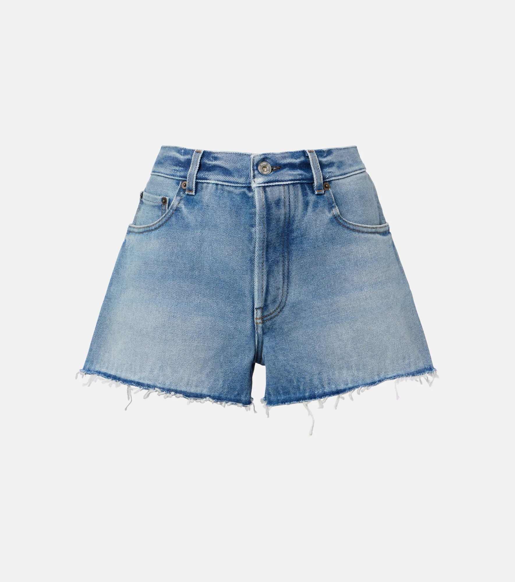Frayed denim shorts - 1