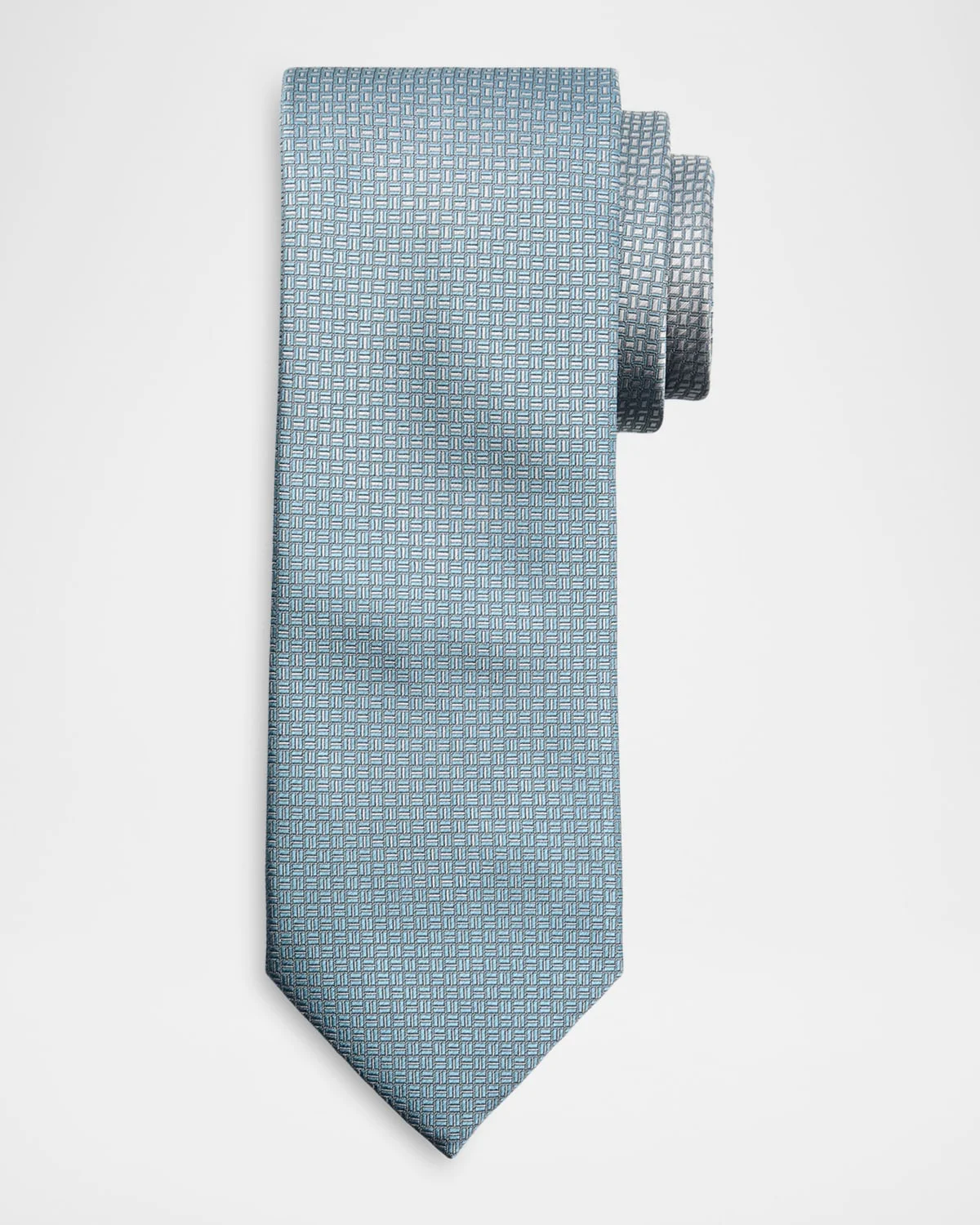 Men & apos;s Micro-Geometric Square Jacquard Silk Tie - 1