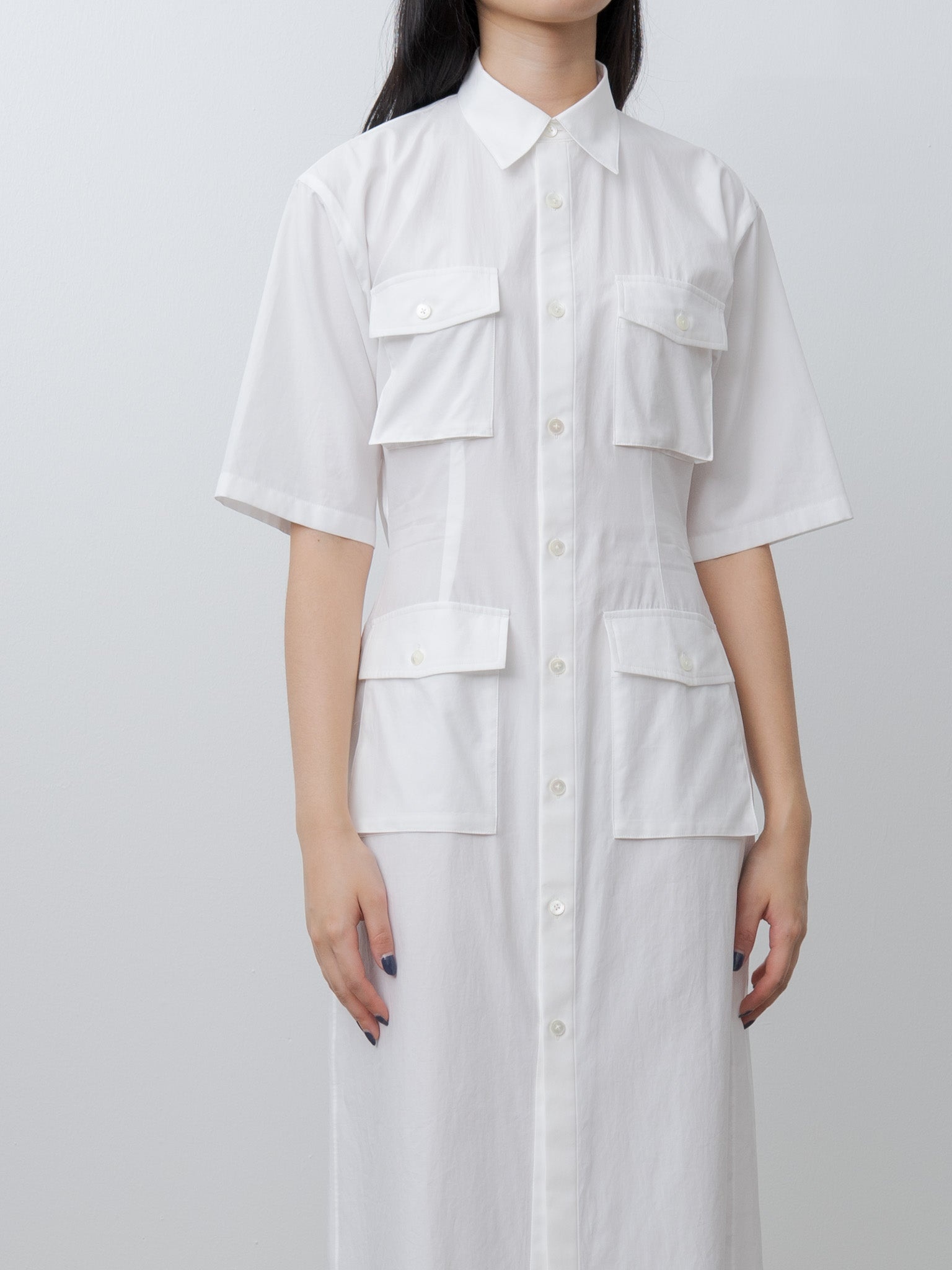 Washed Finx Twill Shirt Dress - White - 3