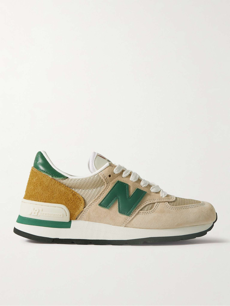 MiUS 990 Leather-Trimmed Suede and Mesh Sneakers - 1